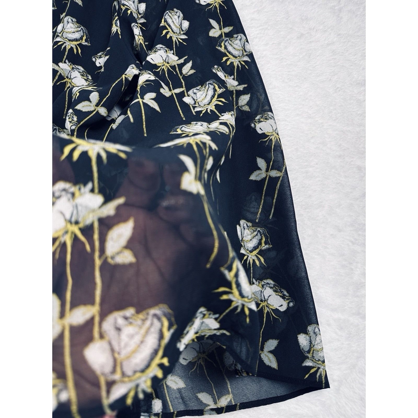 Other Rachel Roy Smocked Floral Mini Dress XL Black Sheer Flowy Size XL / US 12-14 / IT 48-50 - 13 Thumbnail
