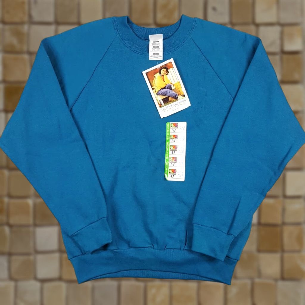 Fruit Of The Loom VINTAGE 90s Plain Blank Fleece Raglan Womens Medium Crewneck Sweatshirt Pullover Nike? Size M / US 6-8 / IT 42-44 - 1 Thumbnail
