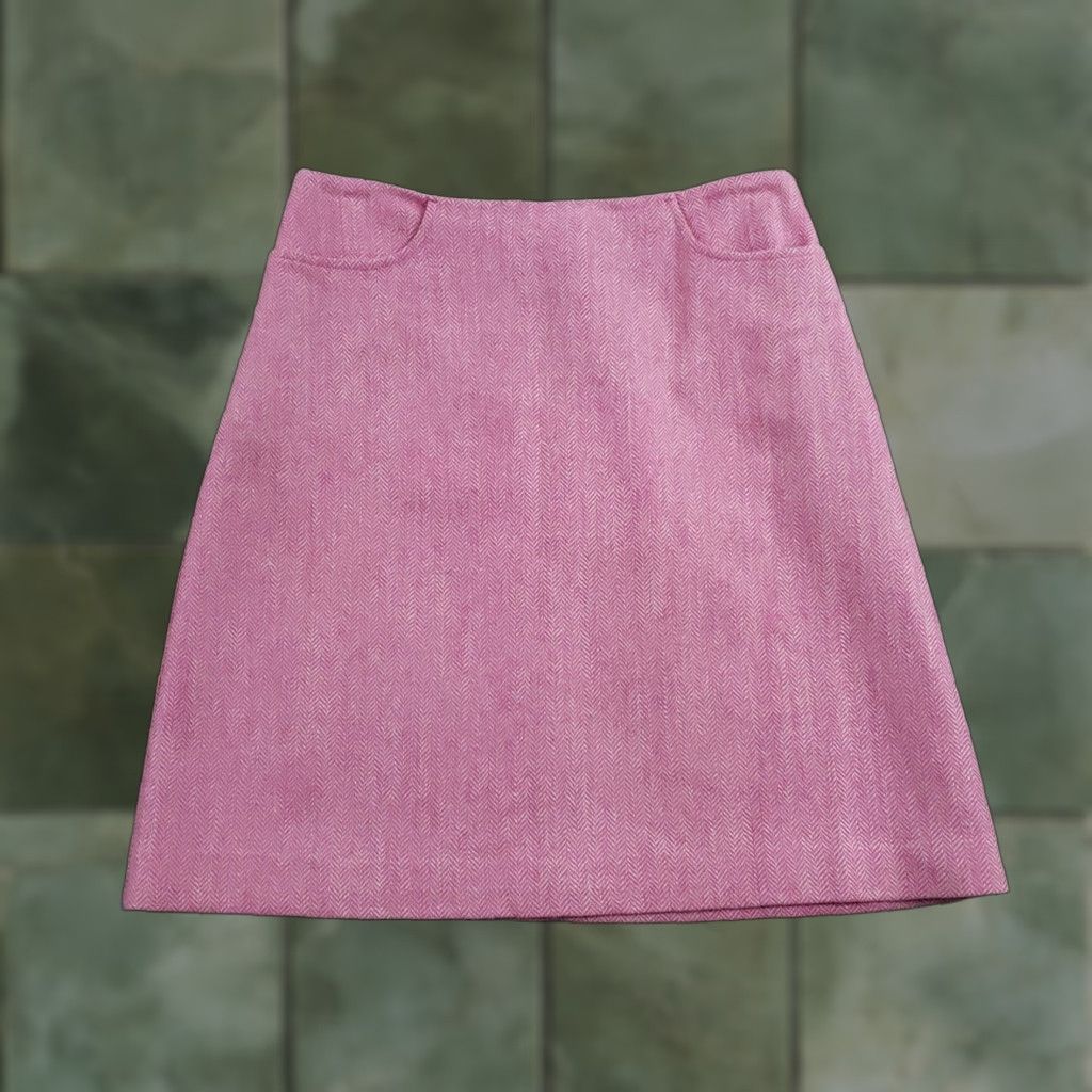 Lilly Pulitzer VINTAGE Lilly Pulitzer Skirt Womens 4 Pink Herringbone Tweed Wool A-Line Lined Pockets Size 27" / US 4 / IT 40 - 1 Thumbnail
