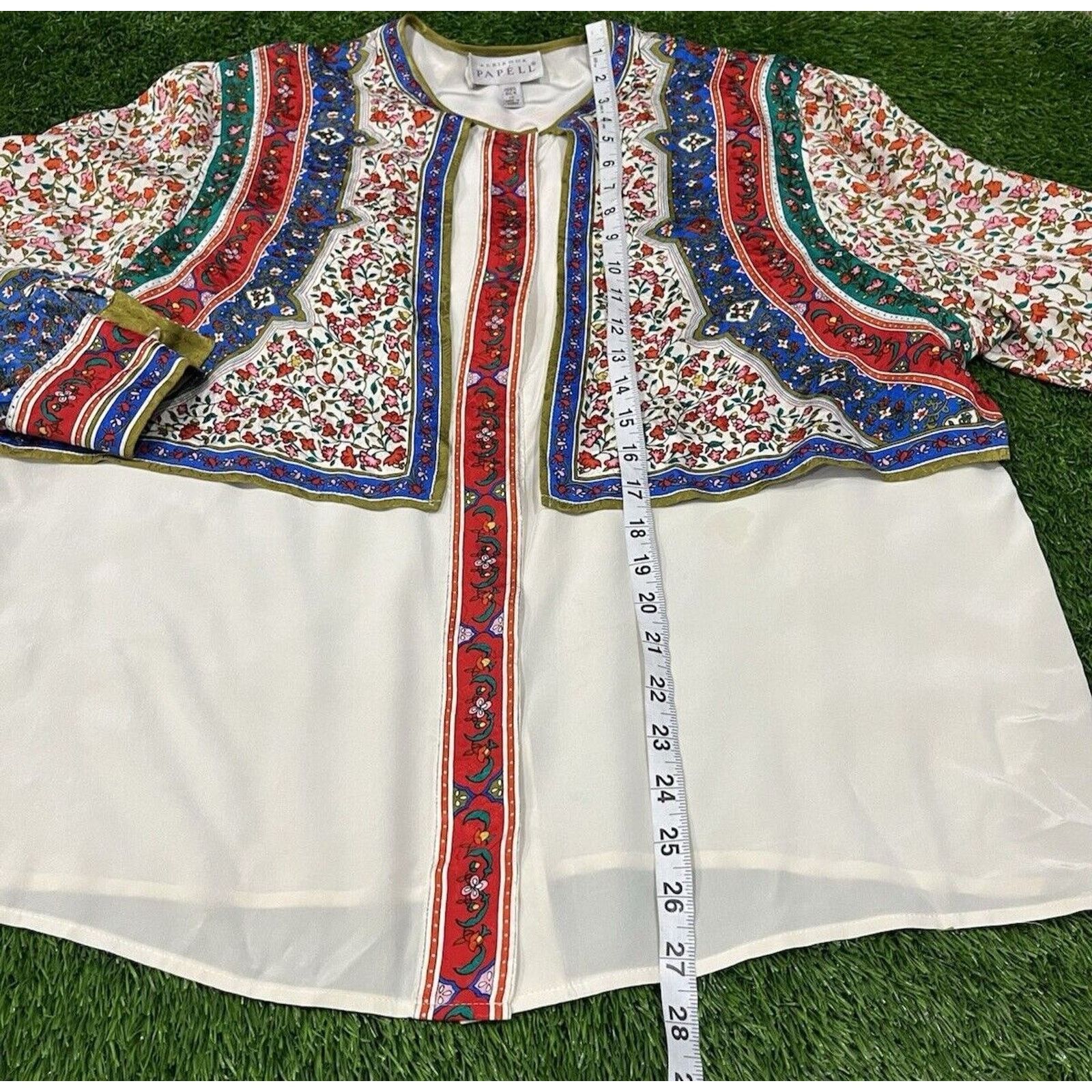 Adrianna Papell Adrianna Papell Floral Silk Blouse Fairy Bohemian 1R XXL Size XXL / US 16-18 / IT 52-54 - 9 Thumbnail