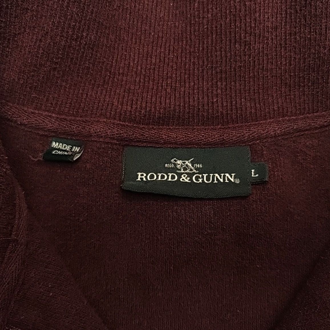 Rodd & Gunn Rodd & Gunn Sweater Mens Lare Maroon 1005 Cotton Long Sleeve 1/4 Zip Pullover Size US L / EU 52-54 / 3 - 5 Thumbnail