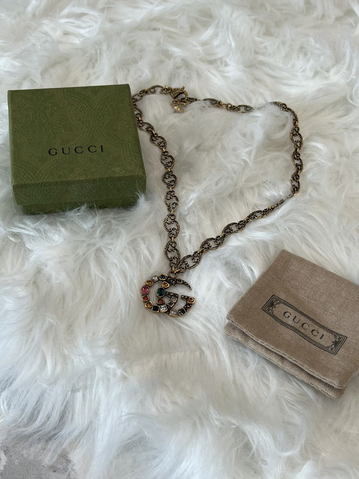 Gucci Double G Crystal Pendant Necklace – Baroque Chain