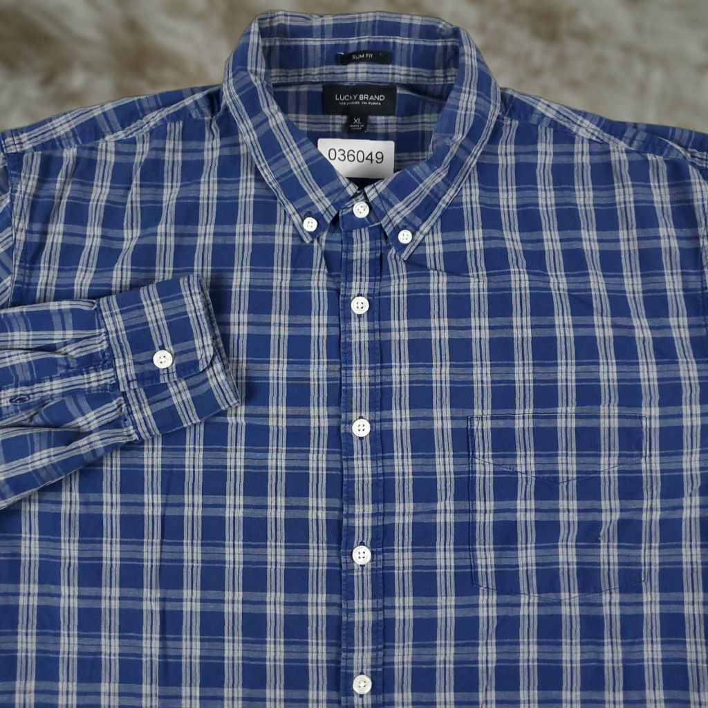 Lucky Brand Lucky Brand Shirt Mens XL Blue Plaid Button-Up Long Sleeve Casual Business Formal Party/Cocktail Travel Workwear Vintage No (remove N/A) Size US XL / EU 56 / 4 - 1 Thumbnail