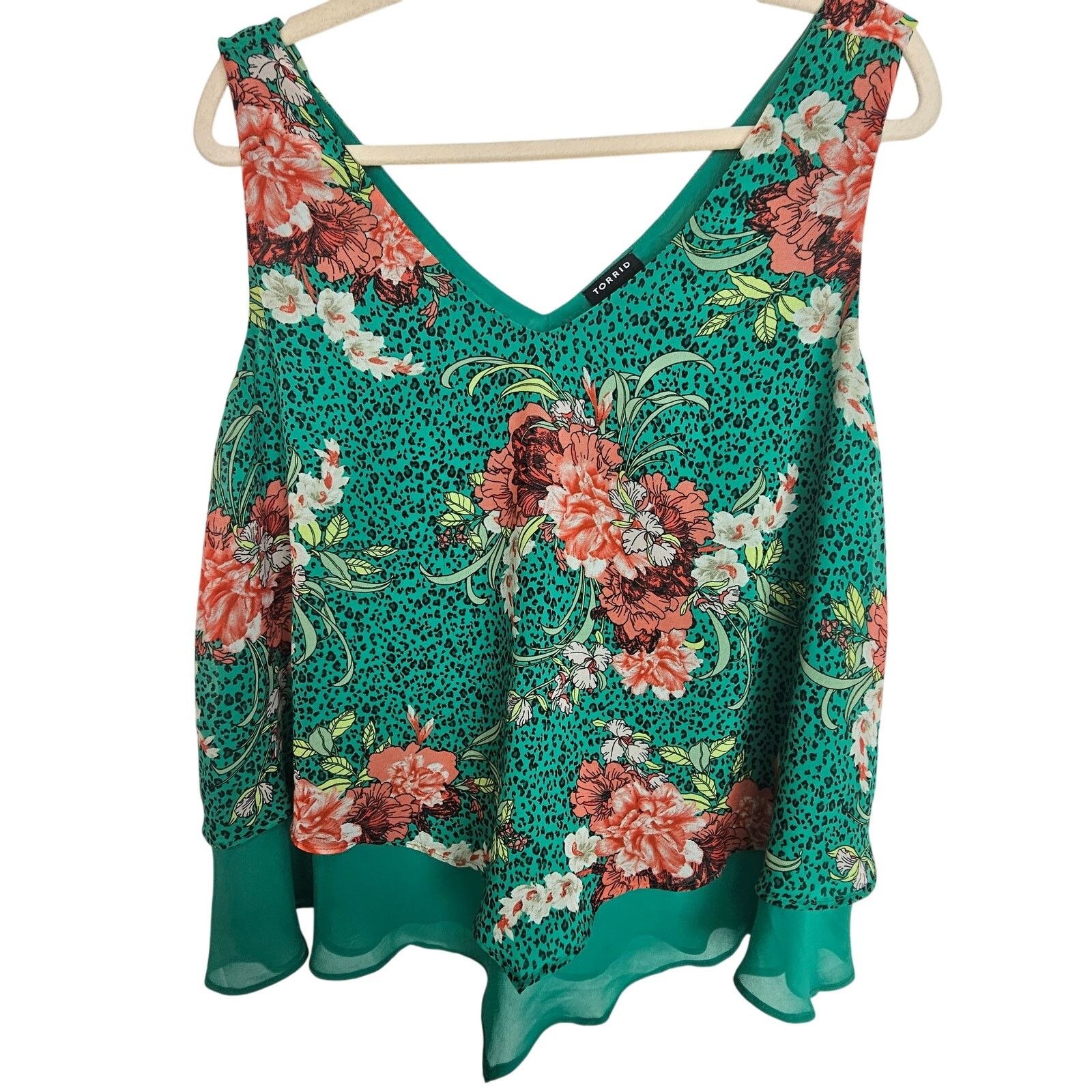 Torrid Torrid Floral Leopard Print Tank Plus Sz 00X Double Layered Size XXS / US 00 / IT 34 - 2 Thumbnail