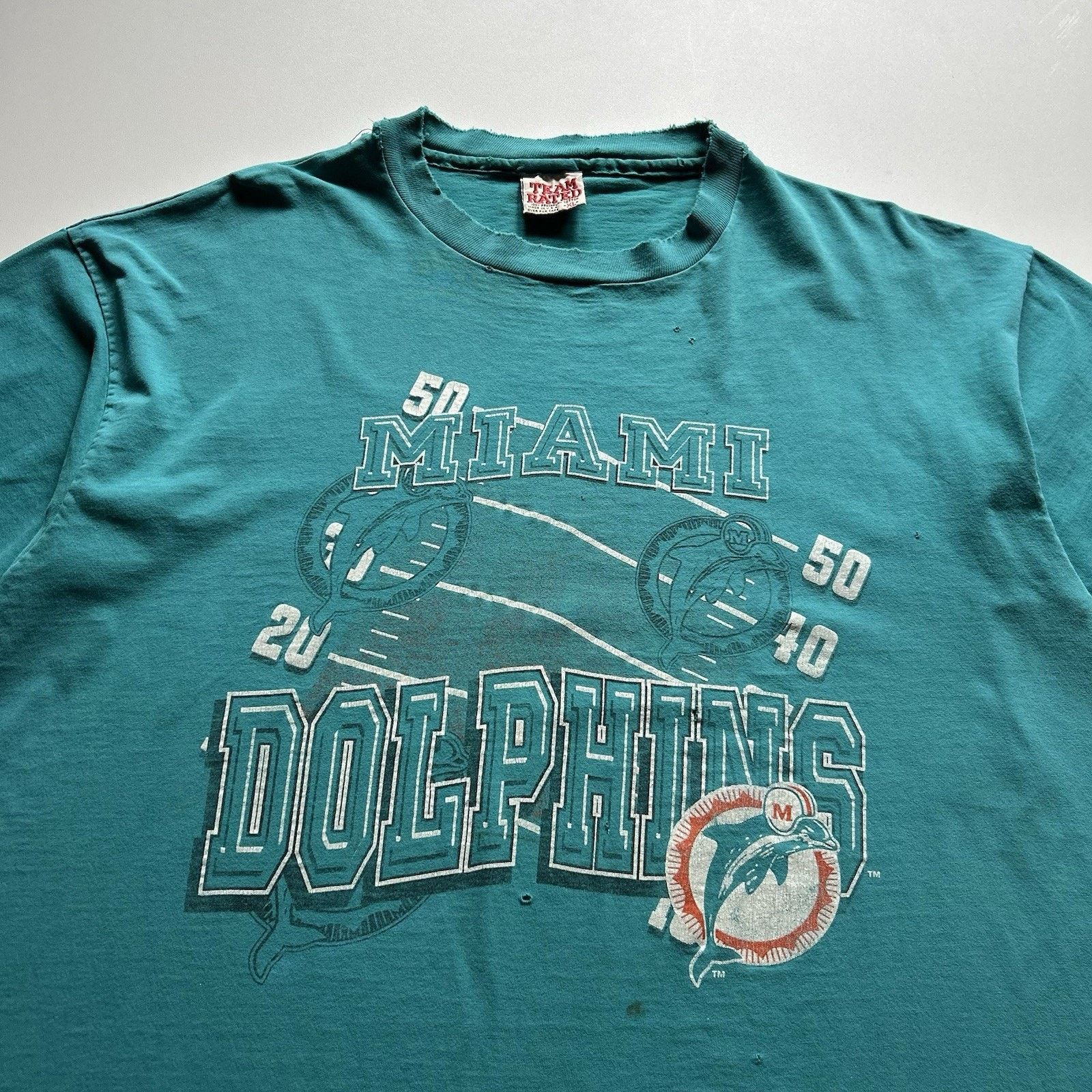 NFL Vintage 90s Miami Dolphins T-Shirt XL NFL Logo Distressed Size US XL / EU 56 / 4 - 2 Thumbnail