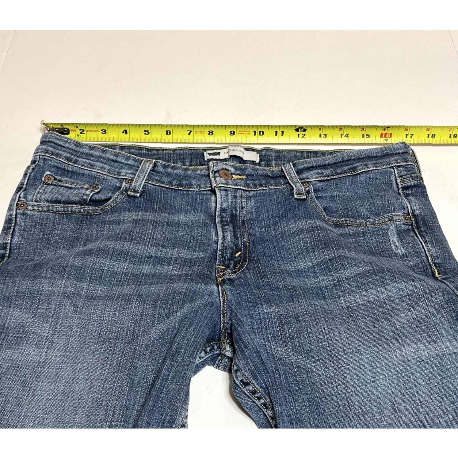 Levi's Levis 518 Jeans Womens Bootcut Jeans 34x31 Blue Denim Y2K Retro Stretch 5-Pocket Regular Rise Mid 8.5-10.5in Leather? (Note: avoid adding new info) Size 34" / US 12 / IT 48 - 3 Thumbnail