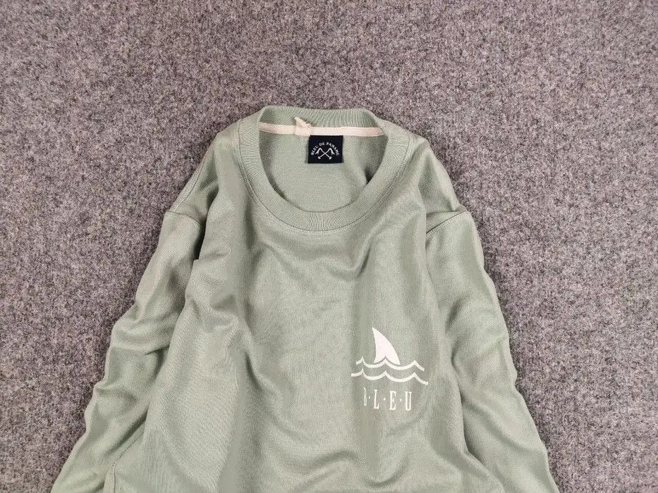 Bleu De Paname Crew Check Logo Jumper Sweatshirt in Green, Men's — image 3 of 6