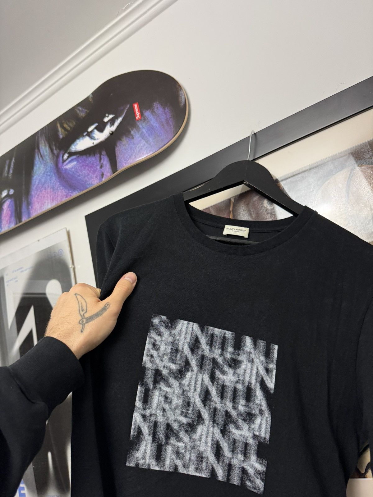 Saint Laurent Paris Saint Laurent Tee SLP Hedi Slimane Designer Logo Black Rare Size US M / EU 48-50 / 2 - 2 Thumbnail