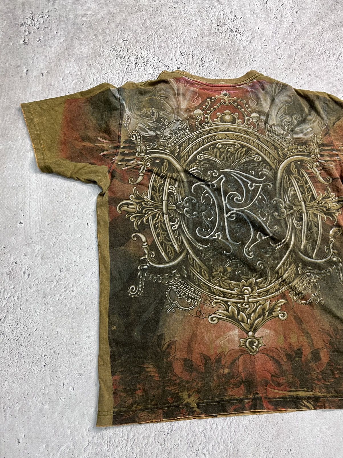 Affliction × Vintage Crazy Vintage Y2K Affliction T Shirt Skull Opium Cyber Goth Size US L / EU 52-54 / 3 - 8 Thumbnail
