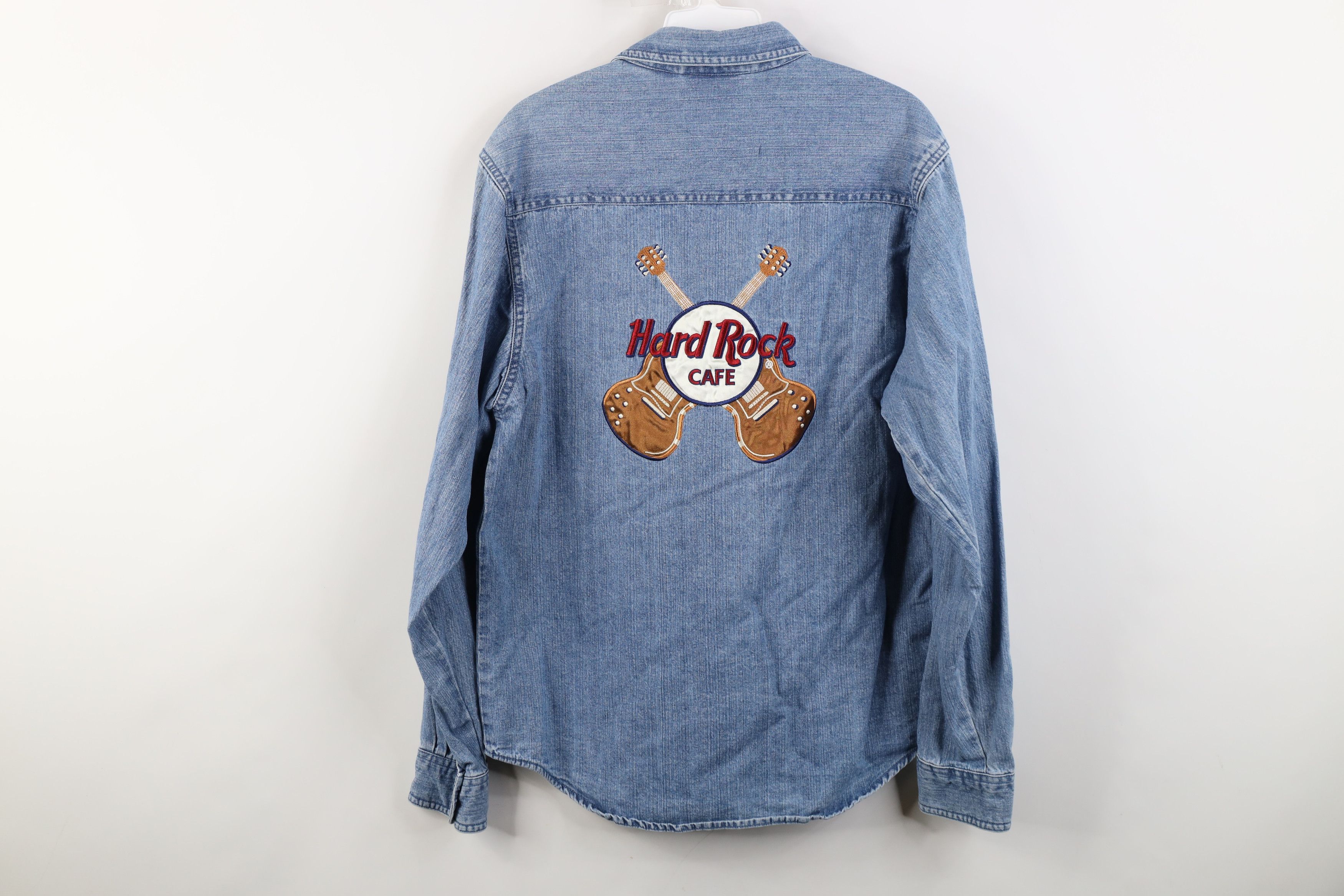 Hard Rock Cafe Vintage 90s Hard Rock Cafe Nashville Denim Button Down Shirt Size L / US 10 / IT 46 - 11 Thumbnail