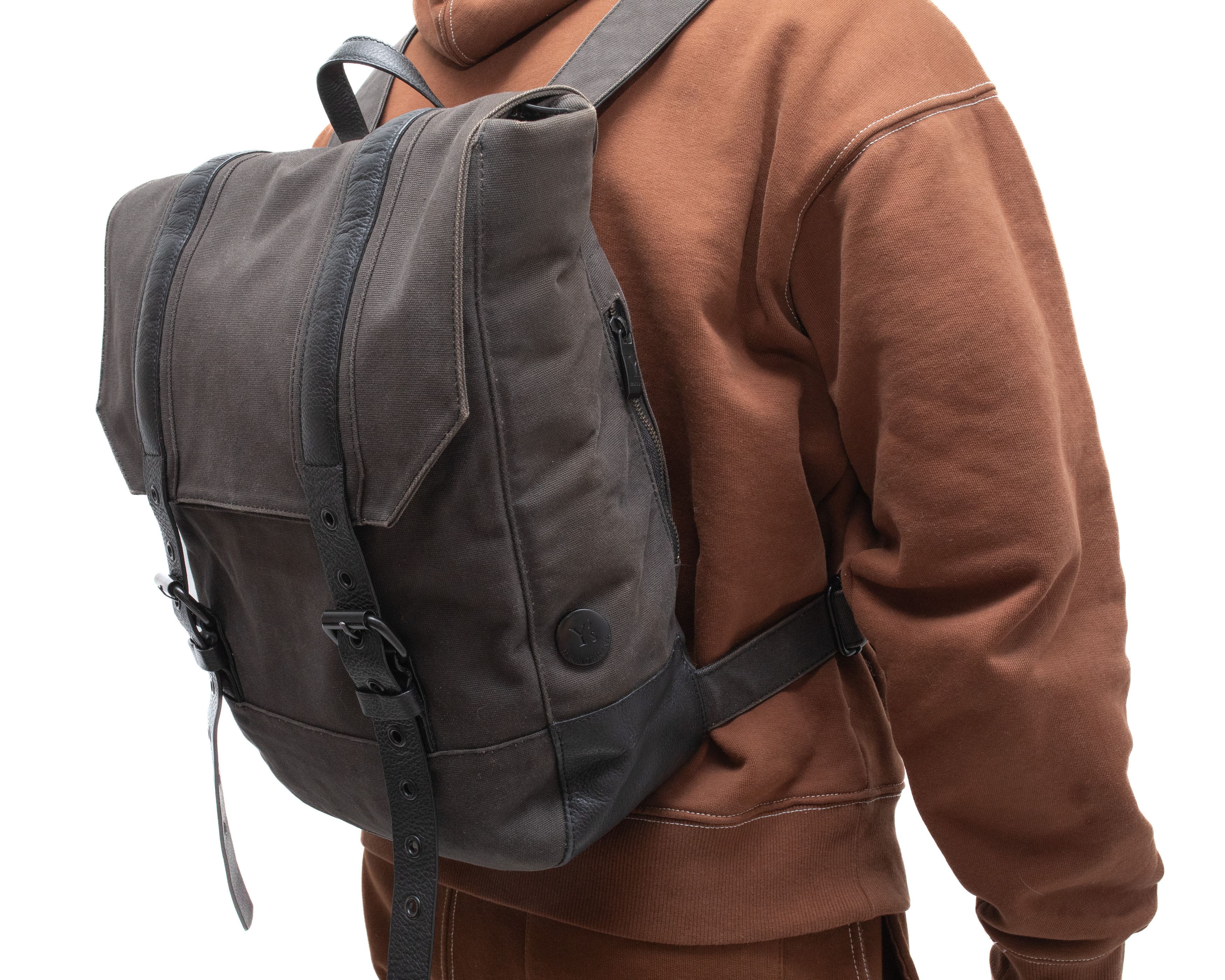 Y's Y’s MANDARINA Canvas Backpack w Leather Detail Size ONE SIZE - 12 Thumbnail