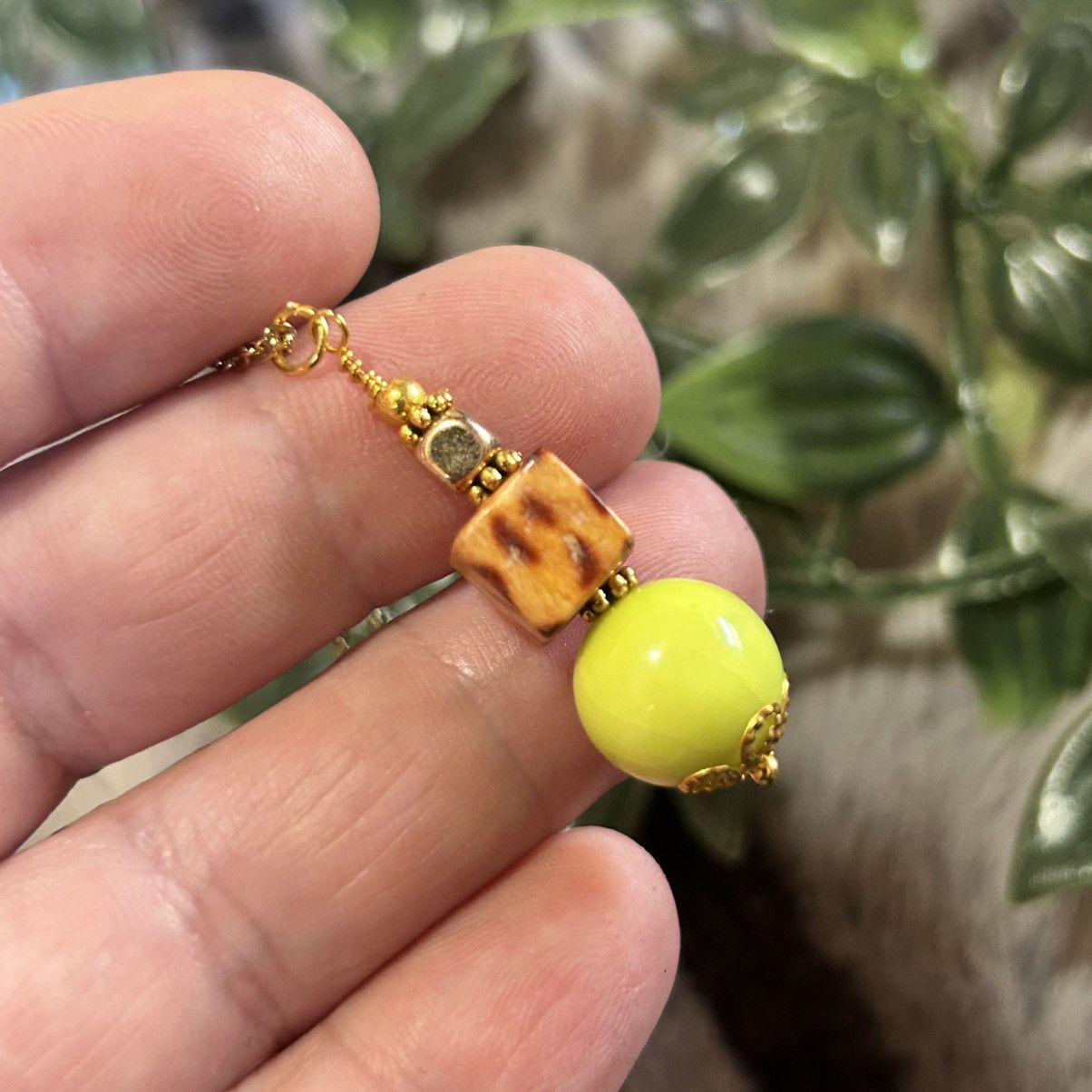 Handmade Handcrafted vintage bead drop pendant on chain necklace Size ONE SIZE - 1 Thumbnail