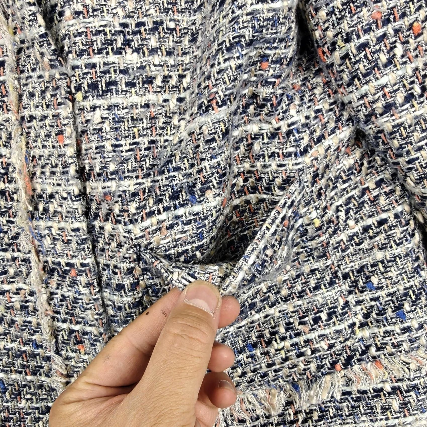 J.Crew J.CREW Jacket Womens 6 Blue Tweed Collarless Fringe Zip Pockets Short Lined Shirt Women Vintage: No Size 28" / US 6 / IT 42 - 5 Thumbnail