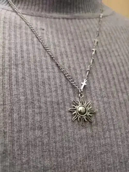 Jewelry Sun Cross Punk Necklace Chain Choker Size ONE SIZE - 1 Thumbnail