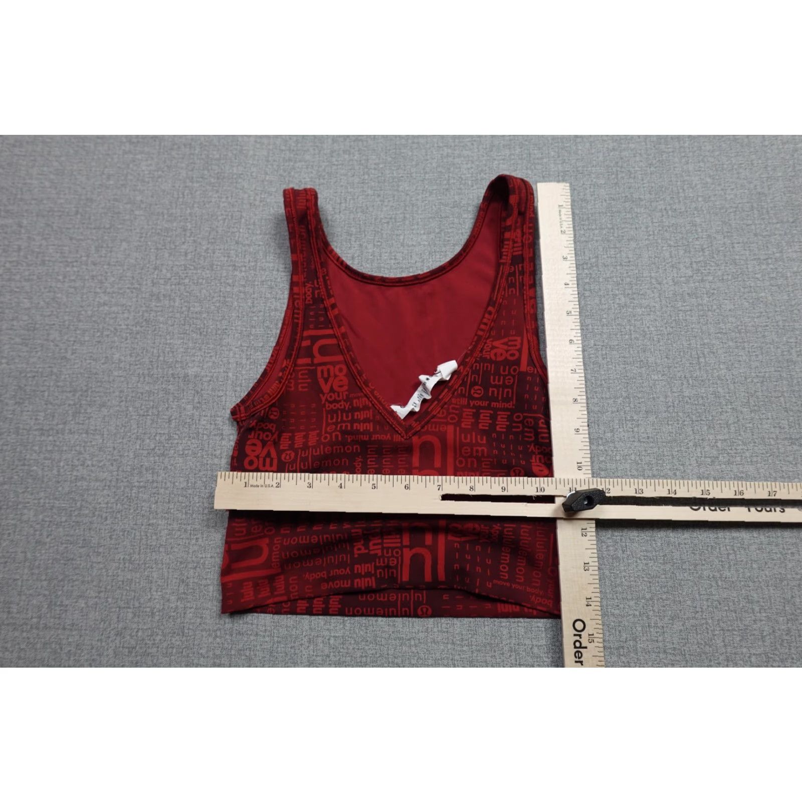 Lululemon Lululemon Sports Bra Womens 4 Red Long Line Logo Print V Neck Yoga Stretch Top Size S / US 4 / IT 40 - 3 Thumbnail