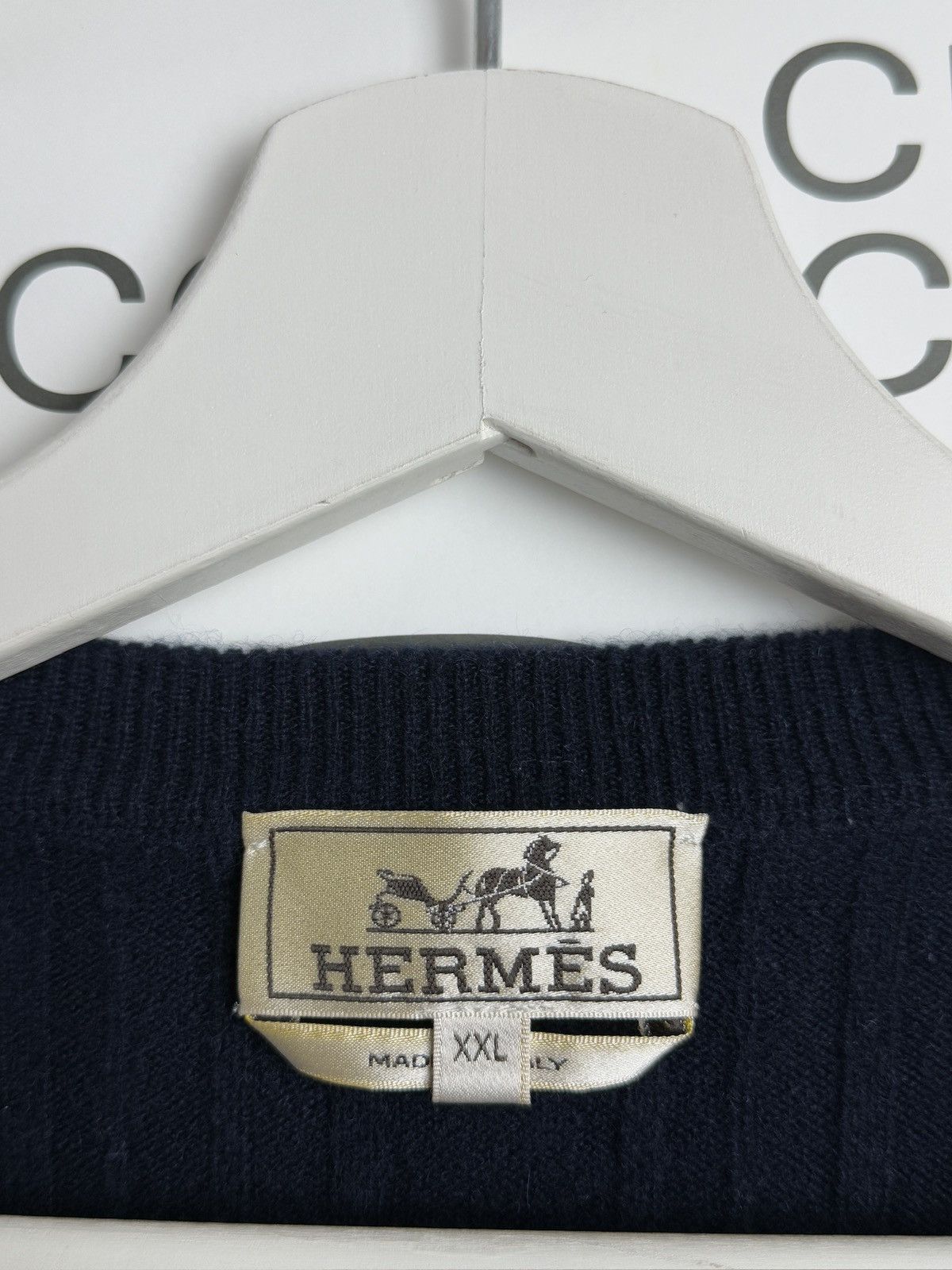 Designer × Hermes Hermes v-neck cashmere sweater XL old money luxury designer Size US XL / EU 56 / 4 - 4 Thumbnail
