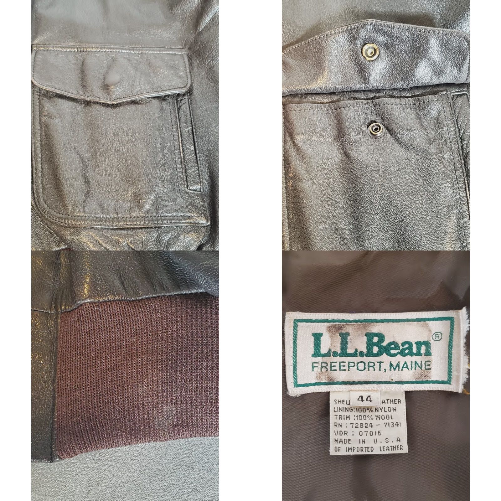 Vintage VINTAGE L.L.Bean Goatskin Leather A2 Flight Bomber Jacket 07016 Dark Brown Men's 44 Size US S / EU 44-46 / 1 - 8 Thumbnail