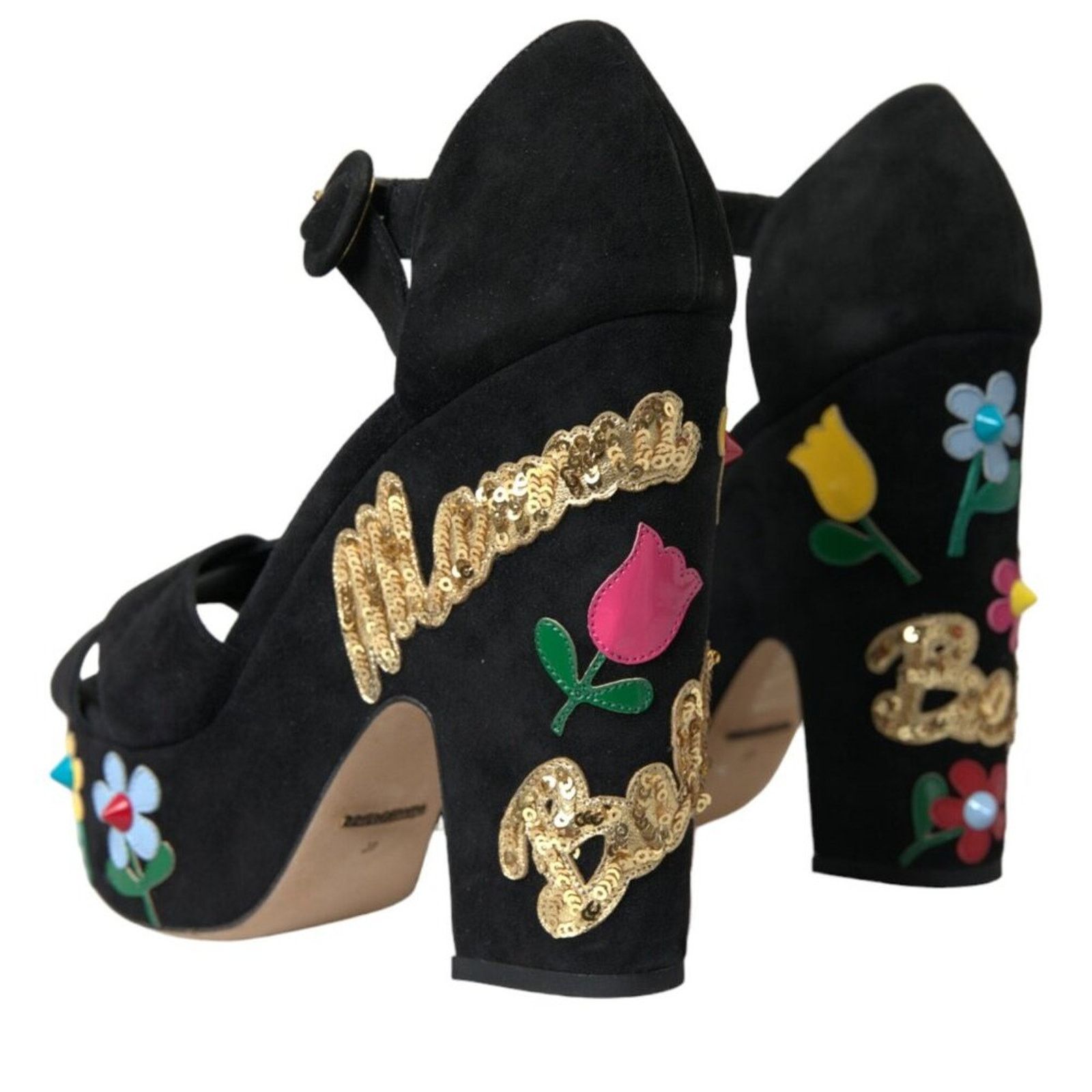 Dolce & Gabbana Dolce & Gabbana Black Suede Ankle Strap Heels Sandals Shoes Size US 9 / IT 39 - 5 Thumbnail