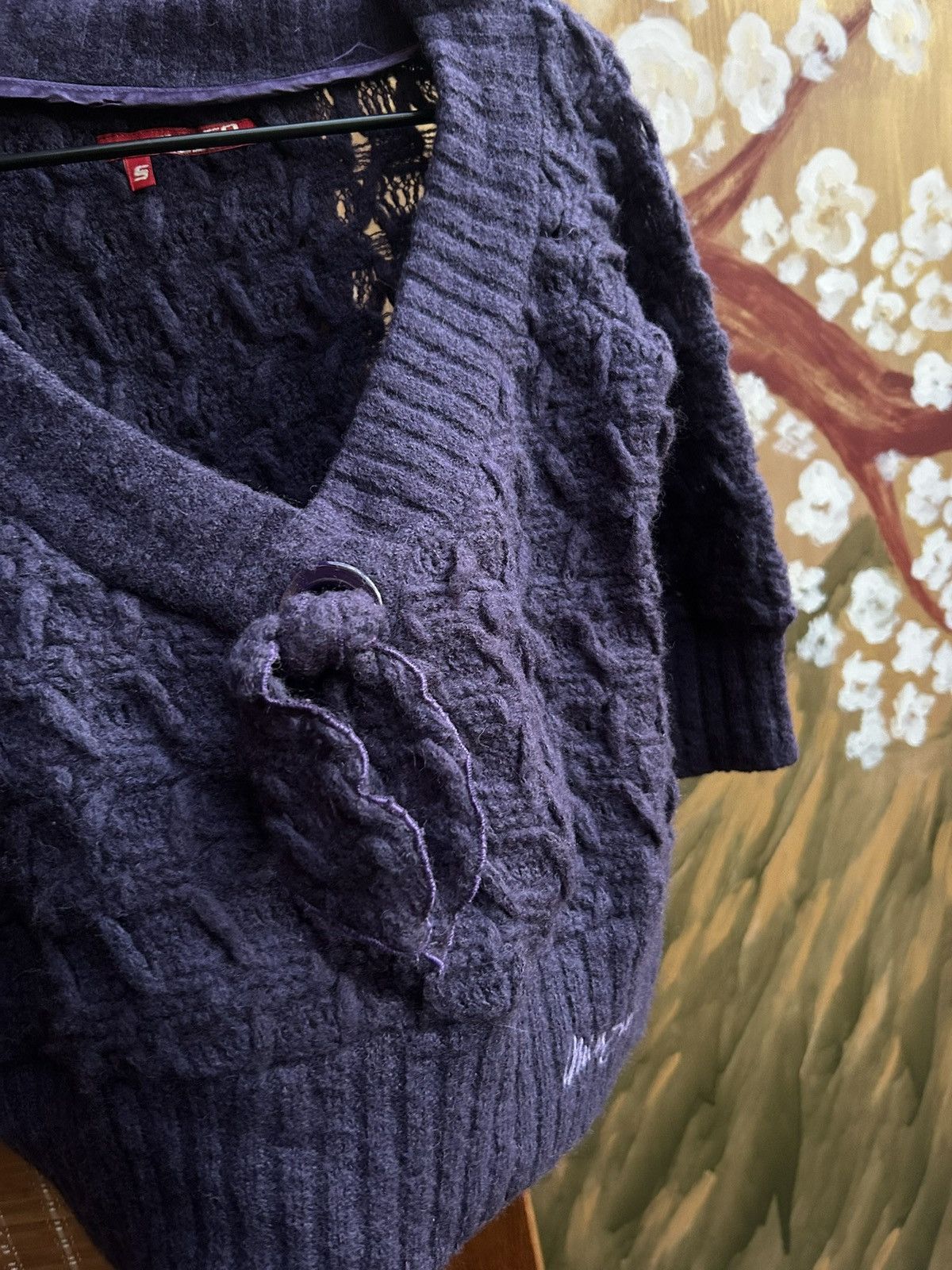 Miss Sixty Y2K Miss Sixty Cable Knit V-Neck Sweater Tie Front Size S / US 4 / IT 40 - 4 Thumbnail