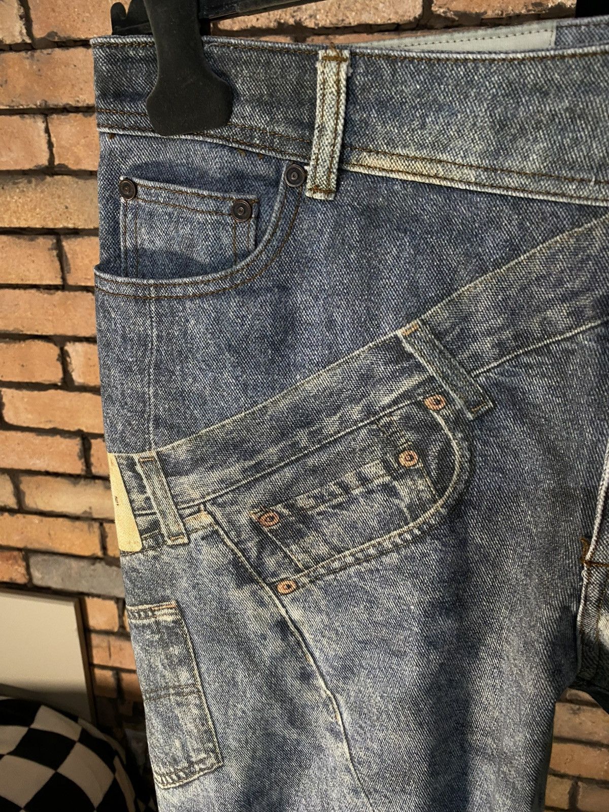 Andersson Bell $459 TROMPE L’OEIL PRINTED DENIM JEANS FLARED LEG BOOT CUT Size US 36 / EU 52 - 4 Thumbnail
