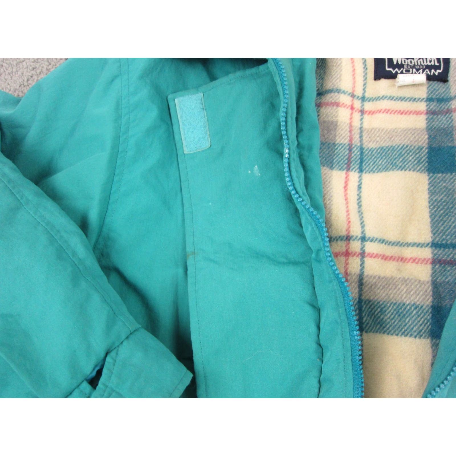 Vintage VINTAGE Woolrich Jacket Womens L Blue Solid Zip Parka 90s Wool Lining Size L / US 10 / IT 46 - 5 Thumbnail