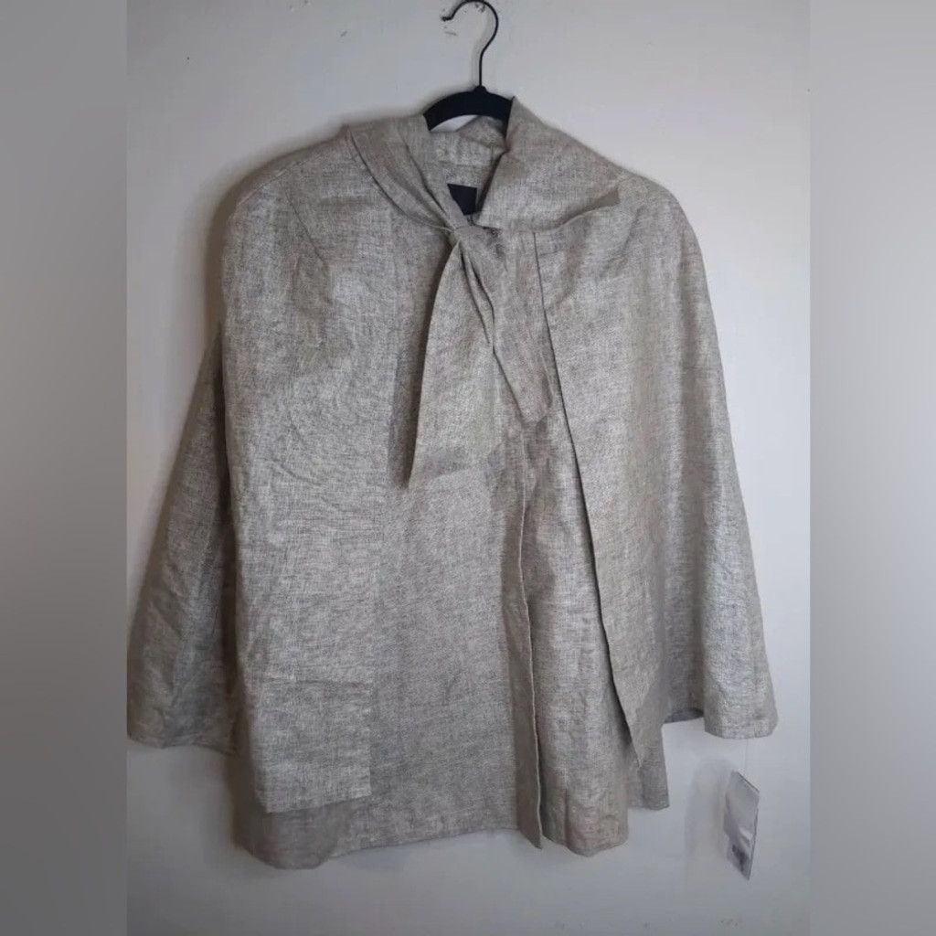 Elie Tahari Tahari Neutral 'Belle' Bow Detail Cape Jacket Coat Size S / US 4 / IT 40 - 8 Thumbnail