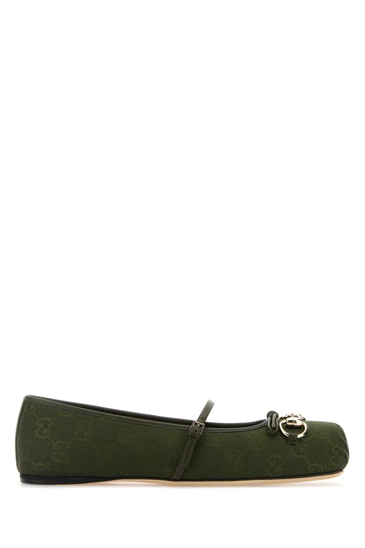 Gucci Dark Green Gg Fabric Ballerinas | Grailed