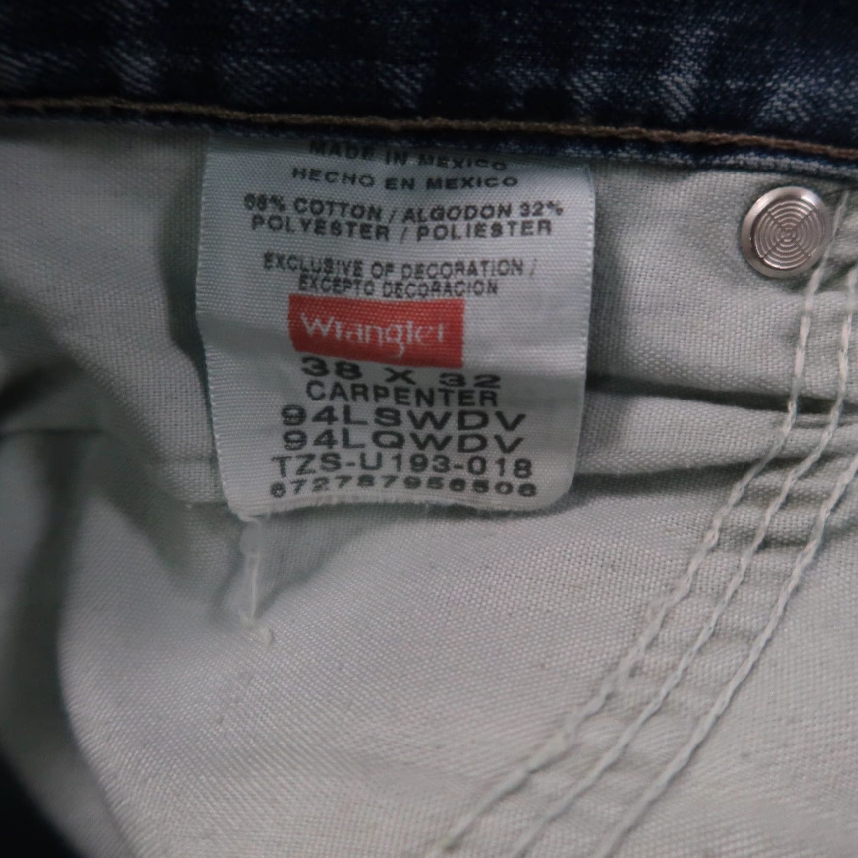 Wrangler Wrangler Carpenter Jeans Adult 38x32 Blue Distressed Denim Straight Regular Zip Size US 38 / EU 54 - 6 Thumbnail