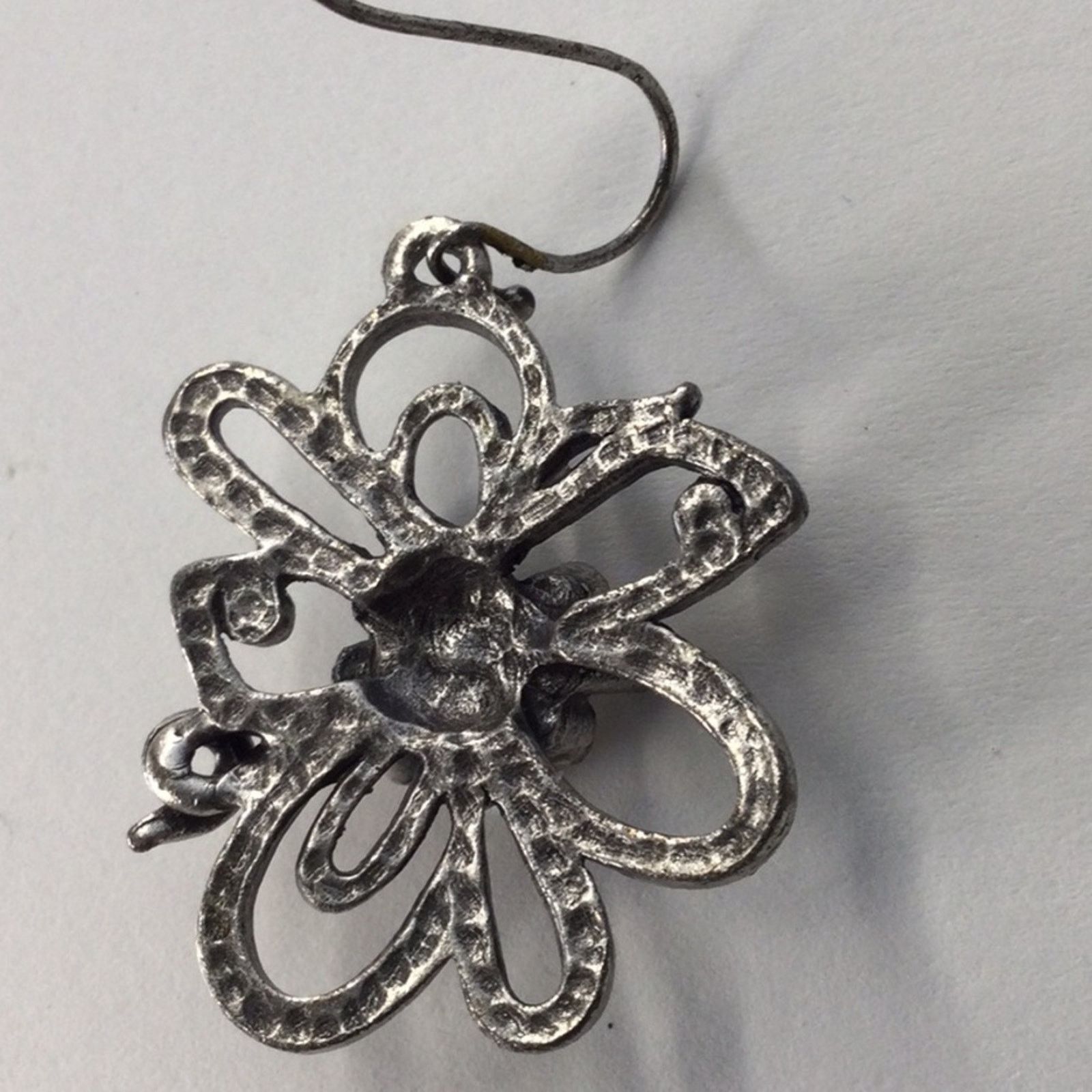 Chicos Chico's Silver & Rhinestone Floral Dangle Drop Earrings Size ONE SIZE - 16 Thumbnail