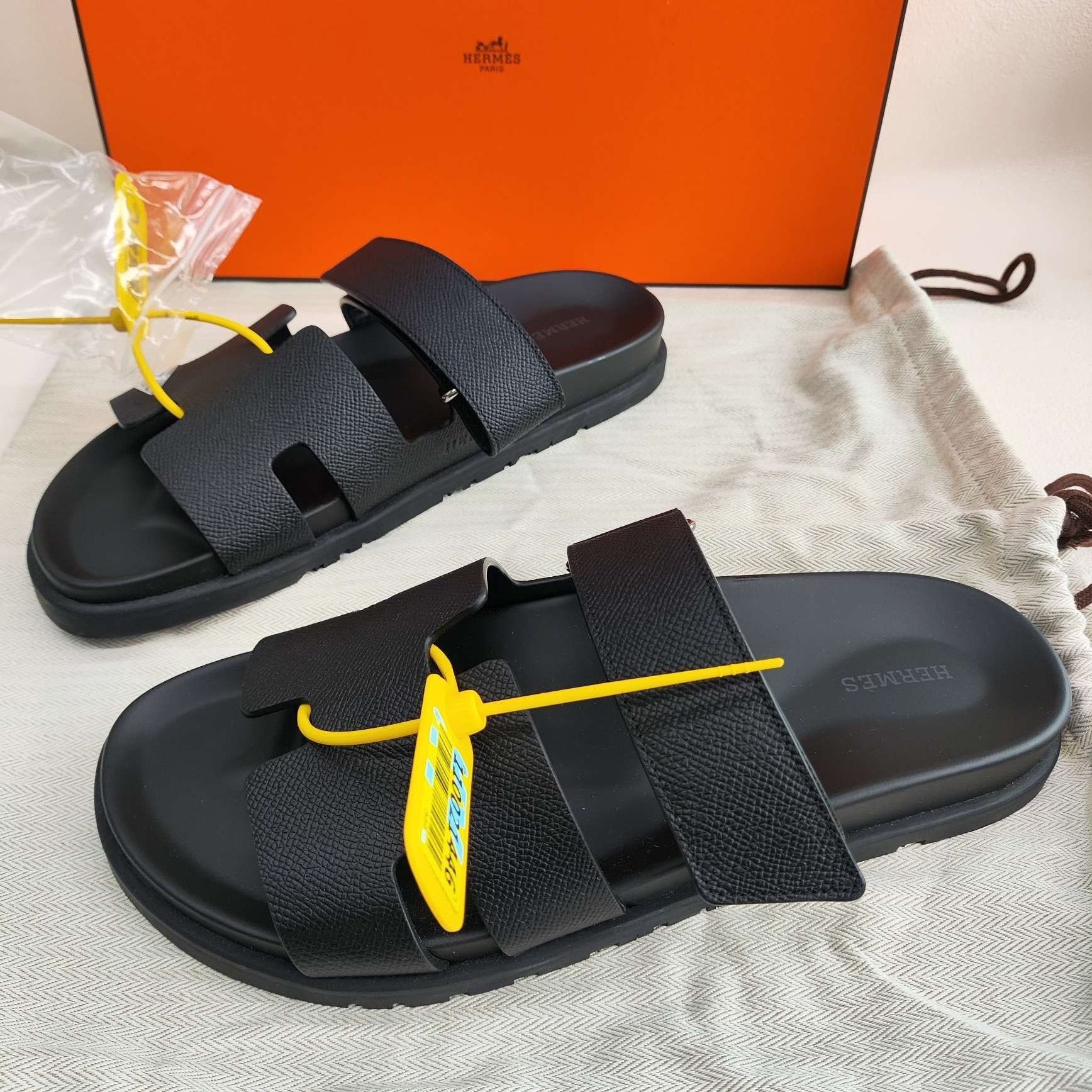 Hermes Hermes Leather Black Sandals 9 Men Size US 9 / EU 42 - 1 Thumbnail
