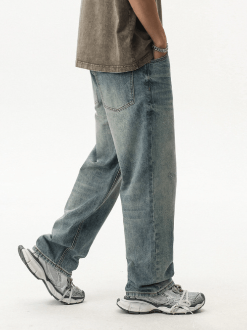 Japanese Brand Japanese retro washed blue distressed straight jeans Size US 34 / EU 50 - 4 Thumbnail