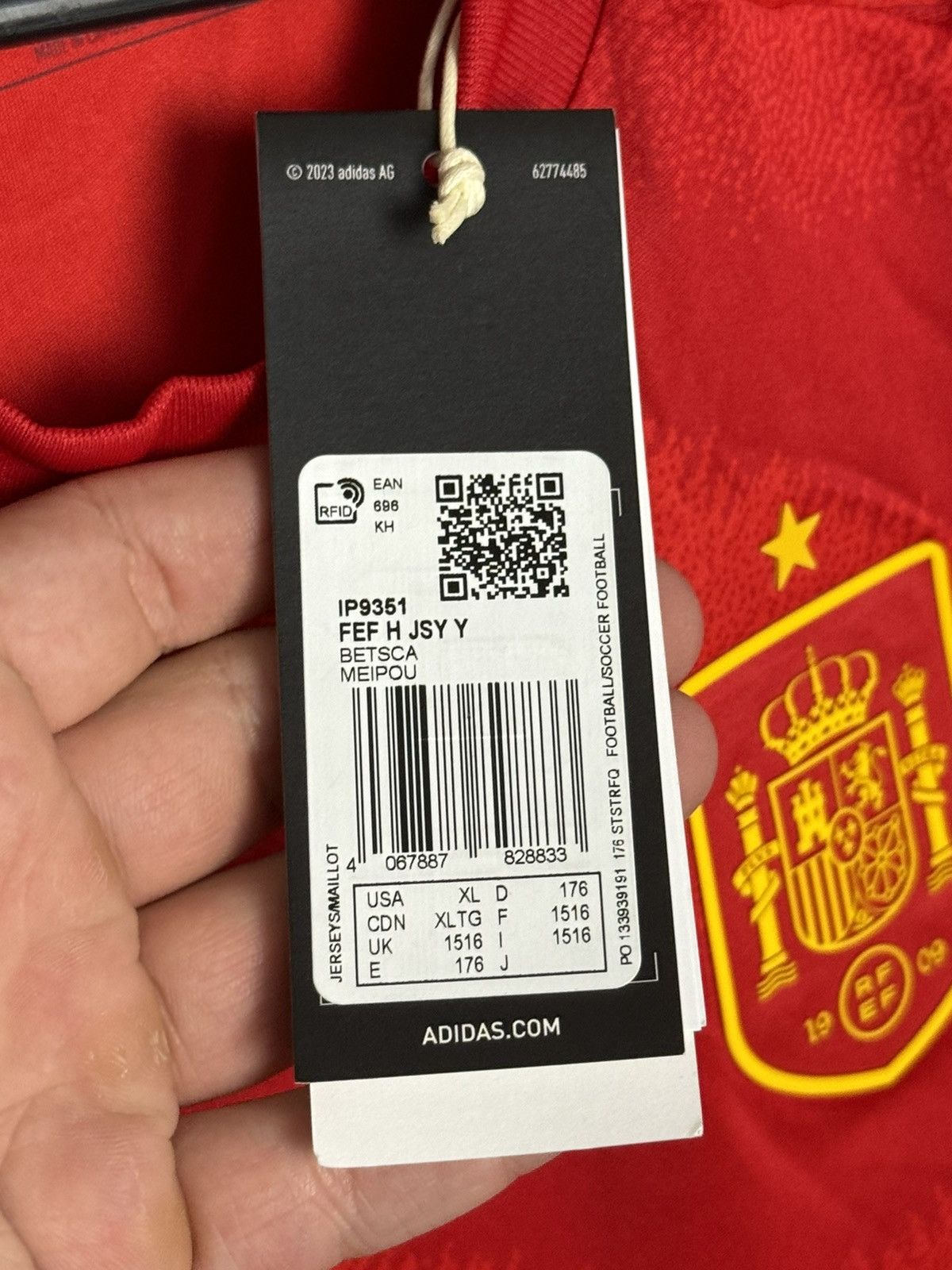 Adidas KIDS New Spain National Team 2024 Home Football Jersey Size US S / EU 44-46 / 1 - 10 Thumbnail