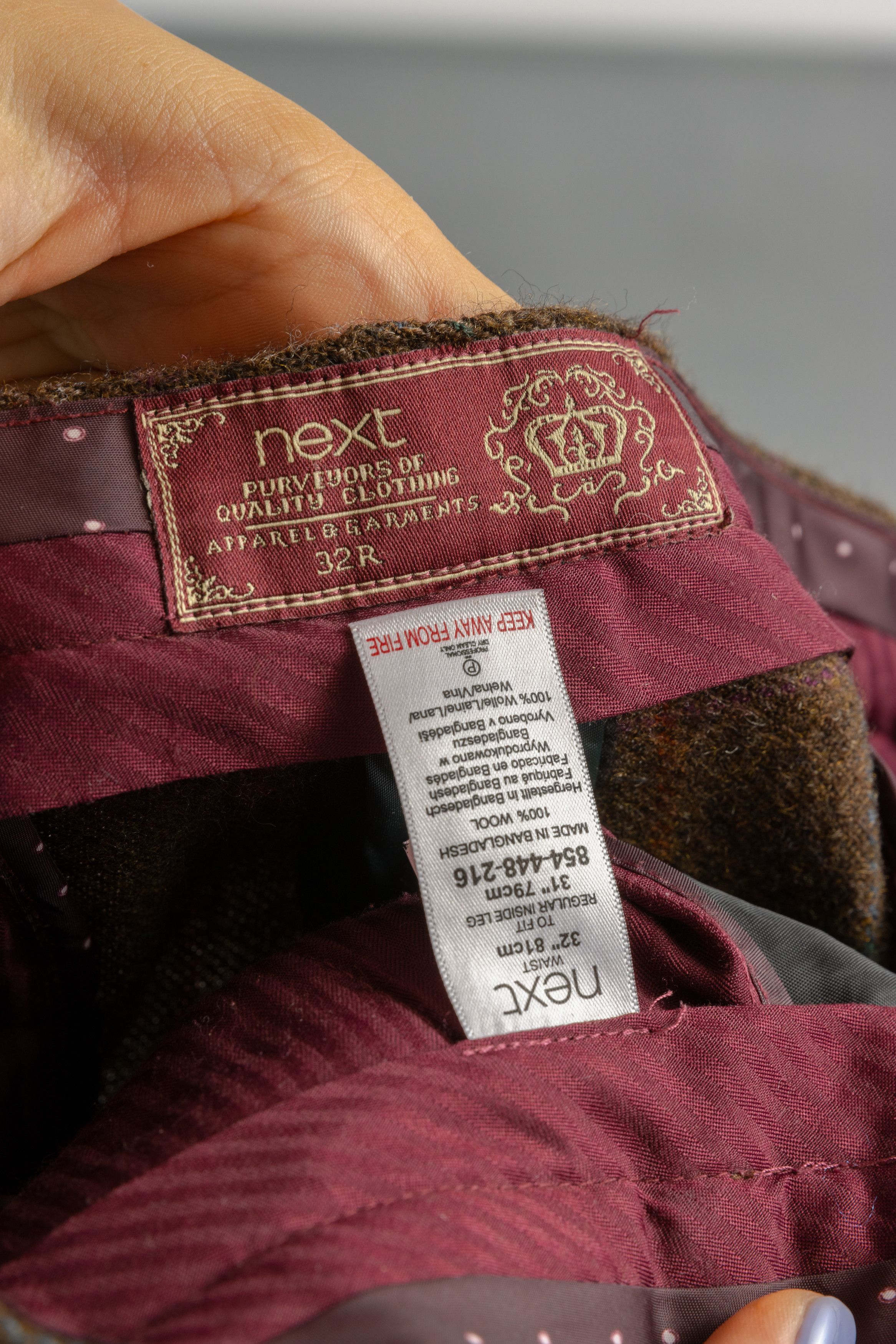 Vintage Man Preowned Checked Wool Brown Classic Pants 8727 Size US 32 / EU 48 - 9 Thumbnail