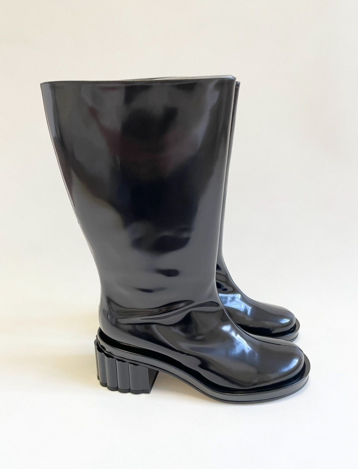 Simone Rocha Black Leather ‘Lacquered Heel’ Boots Size US 9 / IT 39 - 2 Thumbnail