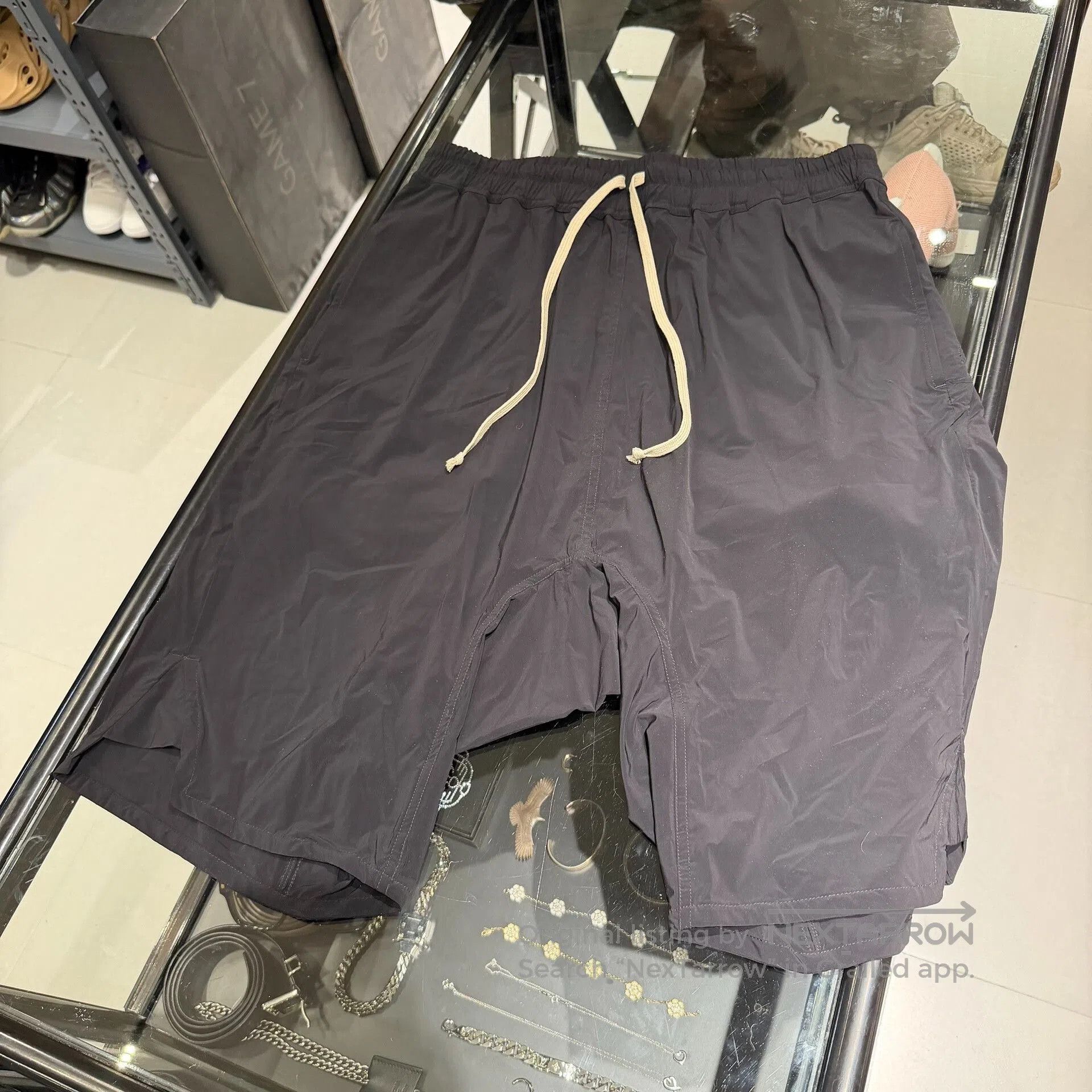 Rick Owens RICK OWENS Black Drawstring Shorts. Size US 26 / EU 42 - 1 Thumbnail