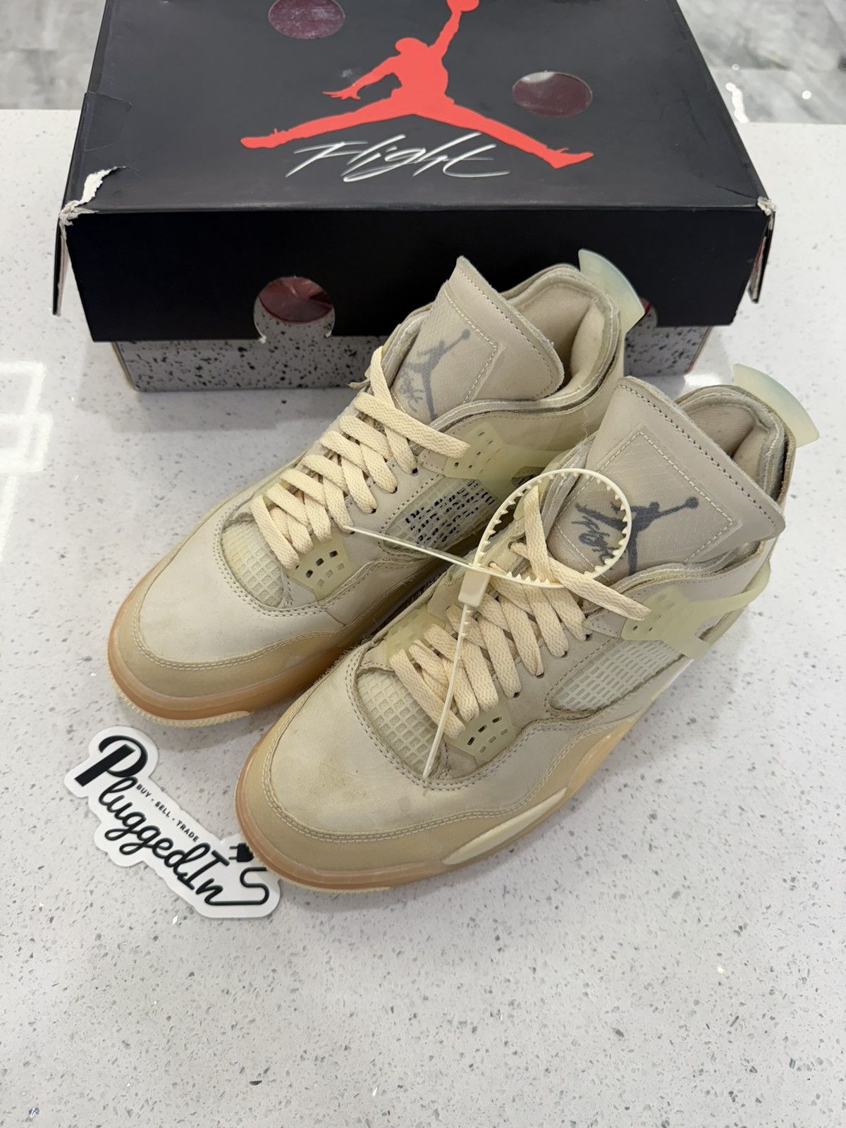 Jordan Brand × Off-White Off White Jordan 4’s Size 8.5 Mens Size US 8.5 / EU 41-42 - 3 Thumbnail