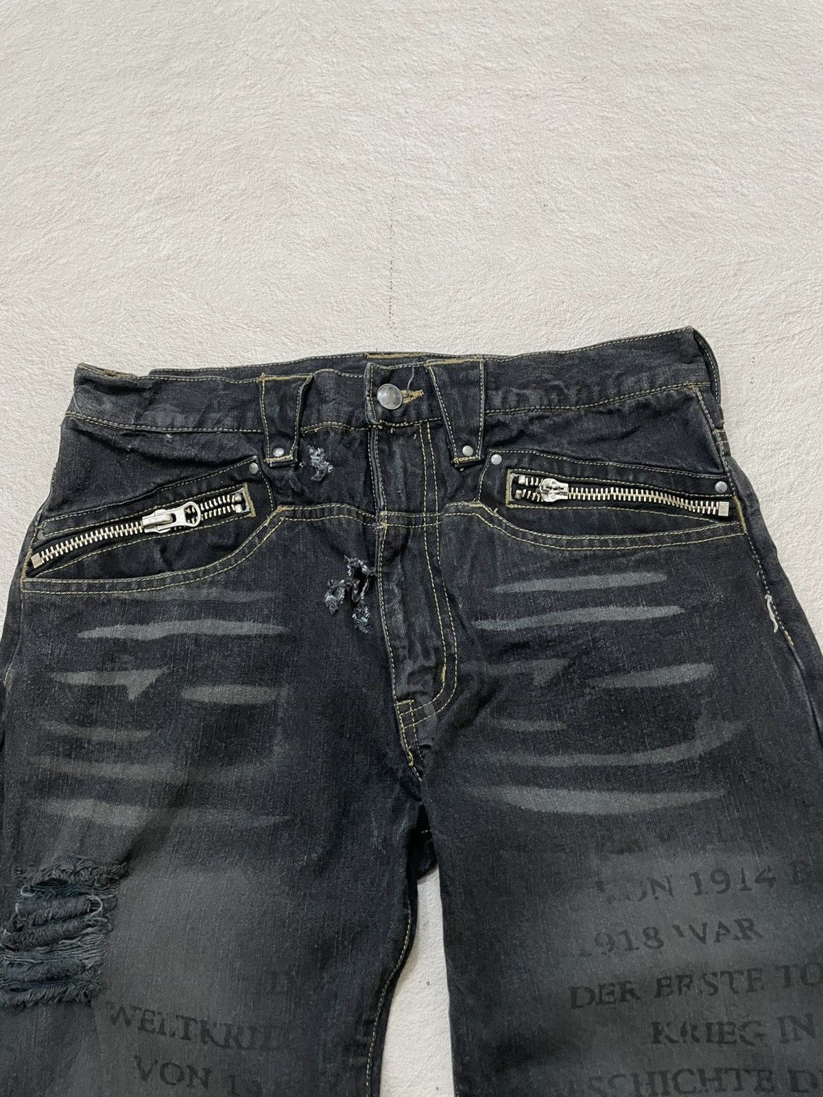 Kapital 2000s In the Attic Archive Punk Heavy Distressed Black Denim Size US 30 / EU 46 - 5 Thumbnail