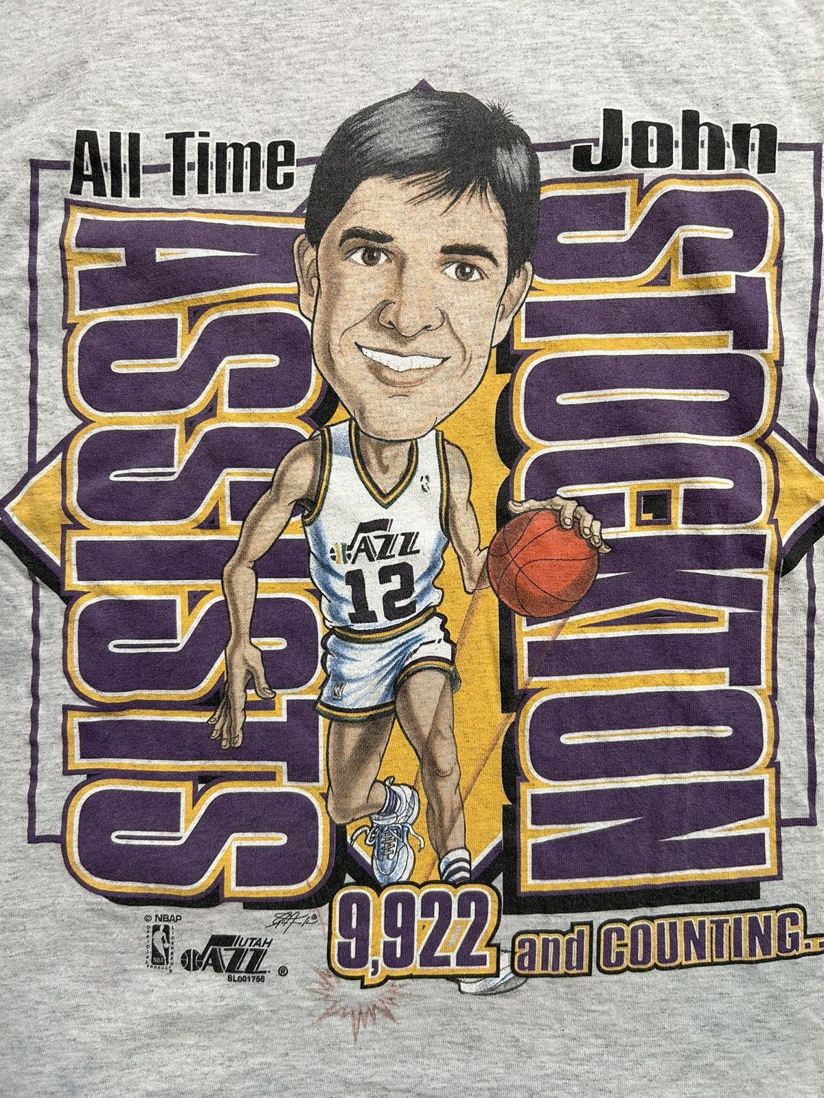 NBA × Vintage Vintage 90s NBA Utah Jazz John Stockton Tee Salem USA Size US L / EU 52-54 / 3 - 2 Thumbnail