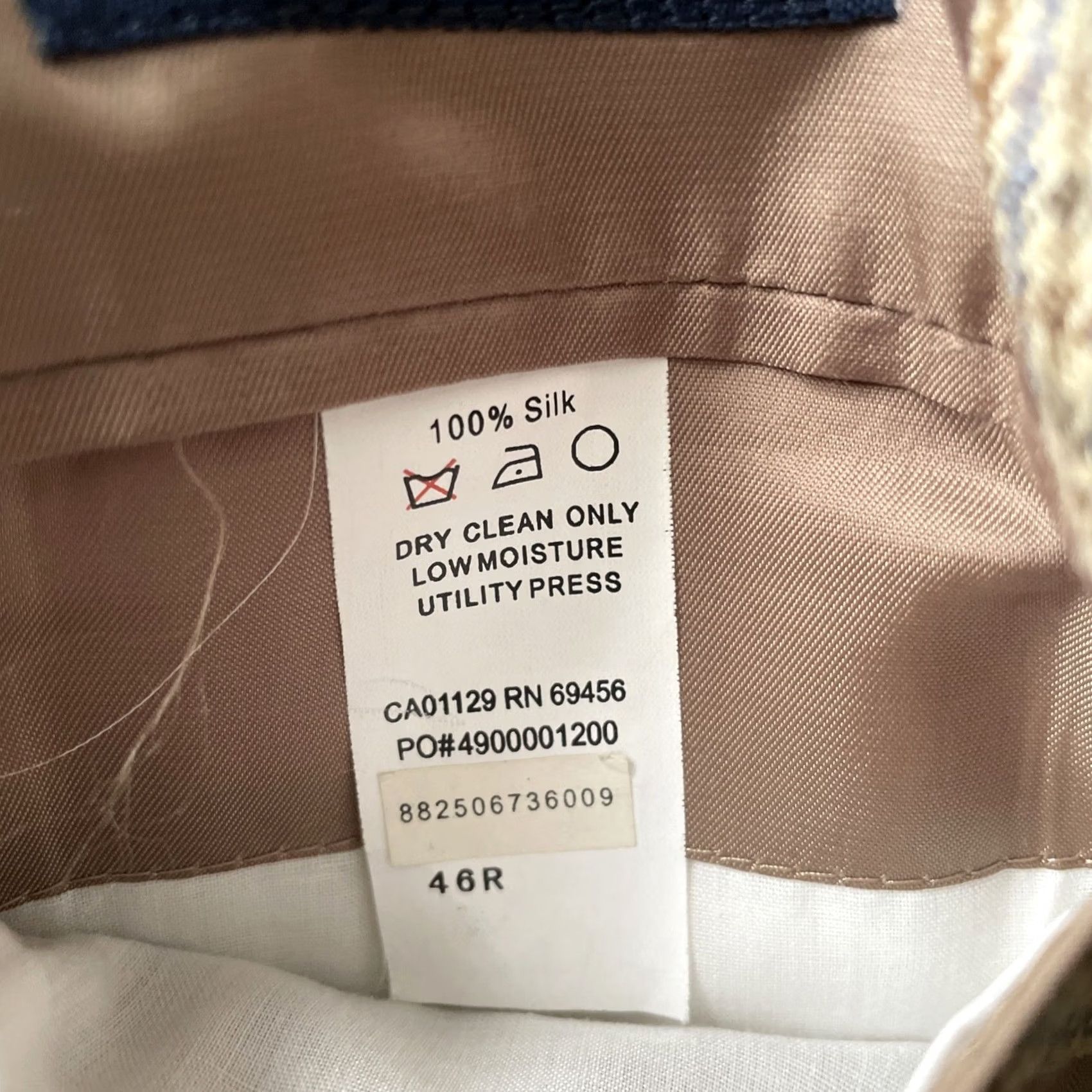 Chaps Chaps Blazer Men 46R Tan Houndstooth Silk Sport Jacket Single-Breasted Notch Lapel All Seasons Office Size 46R - 4 Thumbnail
