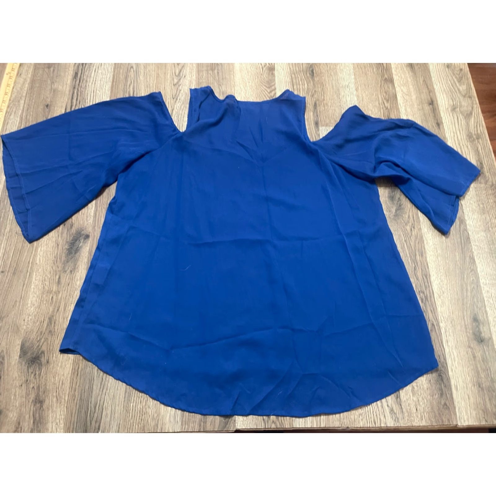 Vintage My Michelle Shirt Women's XXL Blue Orange Long Sleeve Open Shoulder Shirt Womens 2XL Orange Blue Open Shoulder Casual Modern 90s? Size XXL / US 16-18 / IT 52-54 - 2 Thumbnail