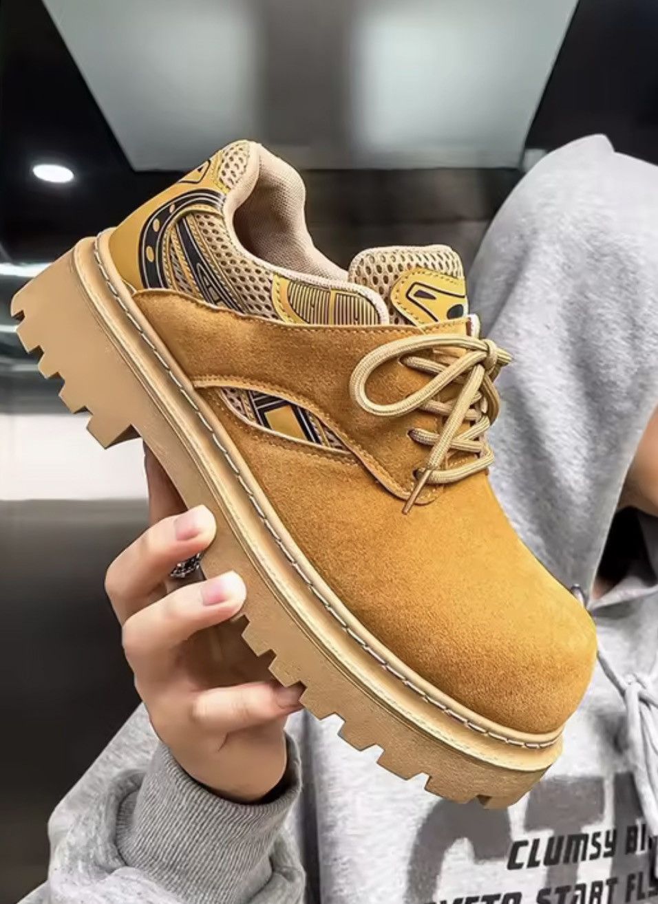 Japanese Brand Chunky Lug-Sole Low-Top Sneakers - PU Leather Size US 6.5 / EU 39-40 - 5 Thumbnail