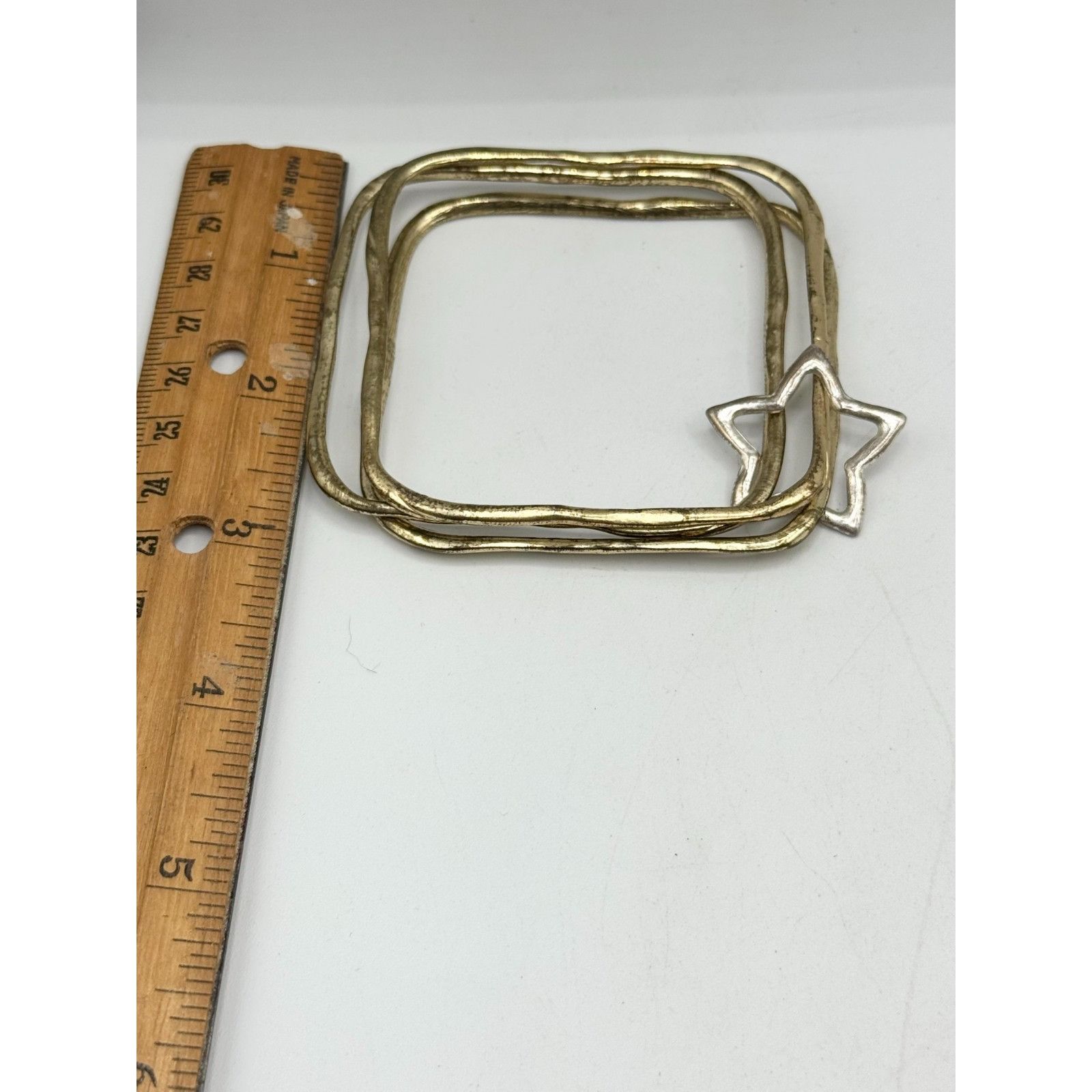 Other Gold square bangle silver star bracelet set Size ONE SIZE - 4 Thumbnail