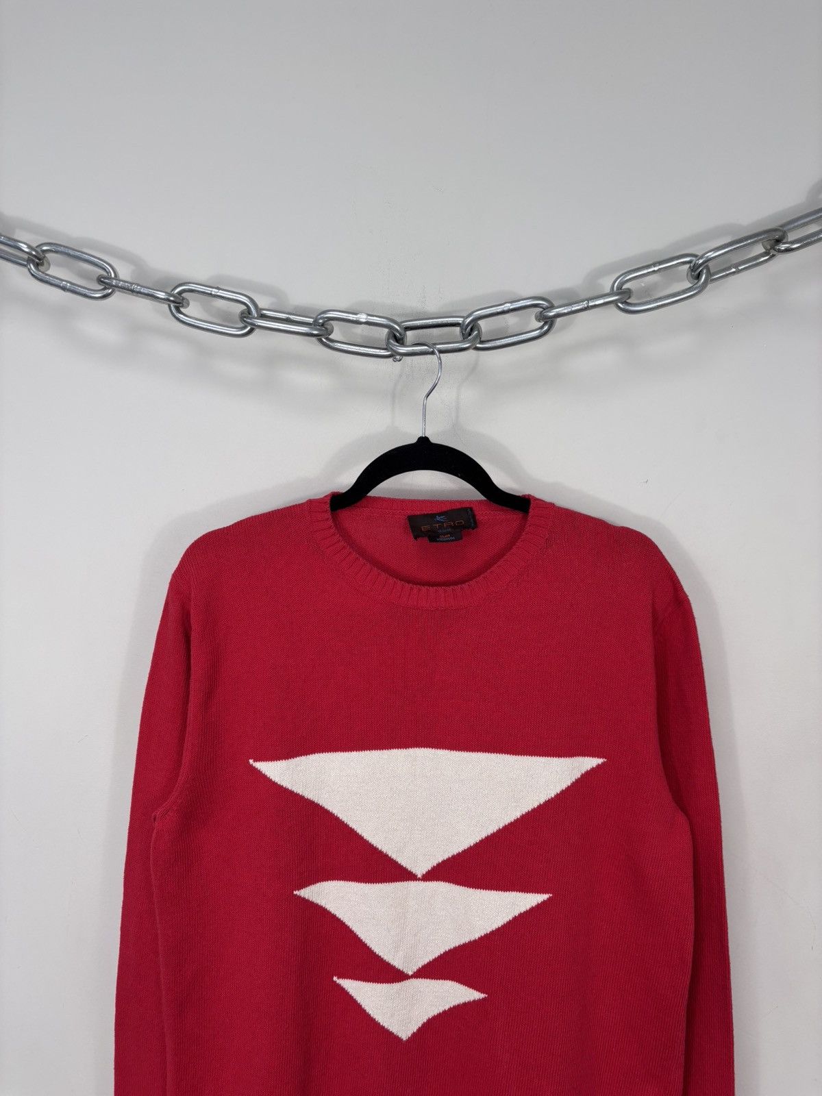 Etro Etro Milano Men’s Slim Fit Red Geometric Intarsia Sweater Size US M / EU 48-50 / 2 - 2 Thumbnail