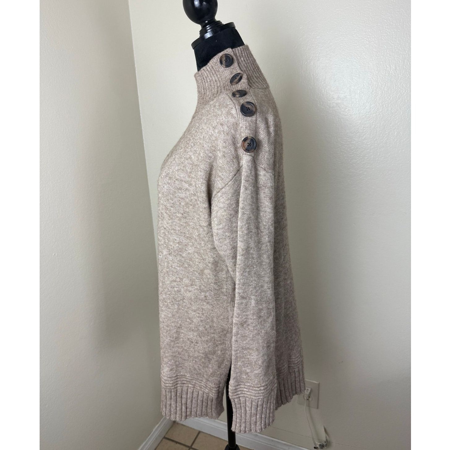 Anthropologie Anthropologie Oatmeal Mock Neck Margarita Tunic Sweater S Size S / US 4 / IT 40 - 4 Thumbnail