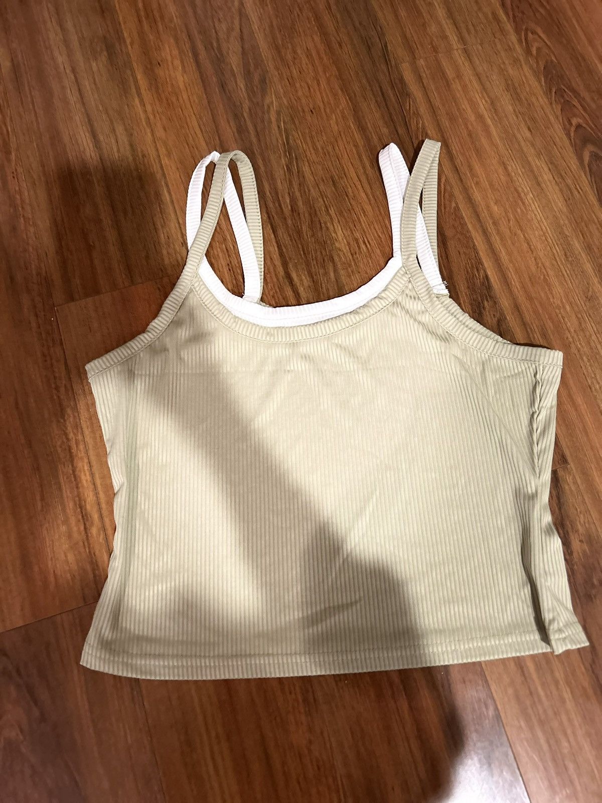 Shein Light green/white layer strapped cropped tank top Size S / US 4 / IT 40 - 1 Thumbnail