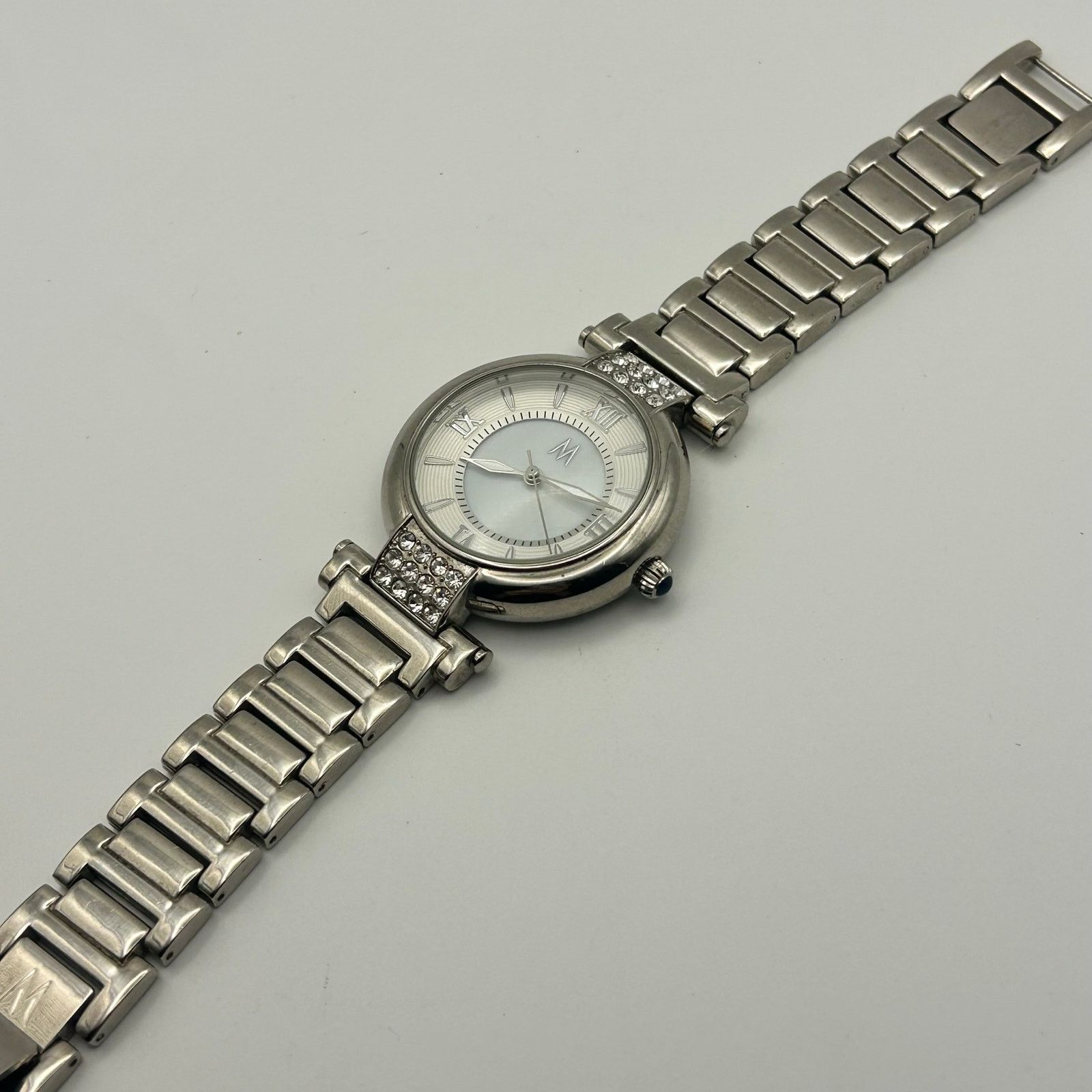 Other M MEI64 Silver Tone Crystals St. Steel Watch New Battery Size ONE SIZE - 4 Thumbnail