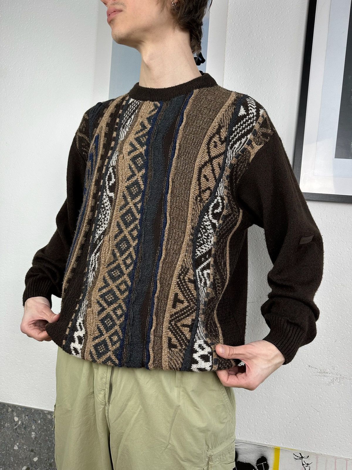 Japanese Brand × Vintage Vintage Coogi Style Boxy Knit Sweater M-L Size US L / EU 52-54 / 3 - 5 Thumbnail