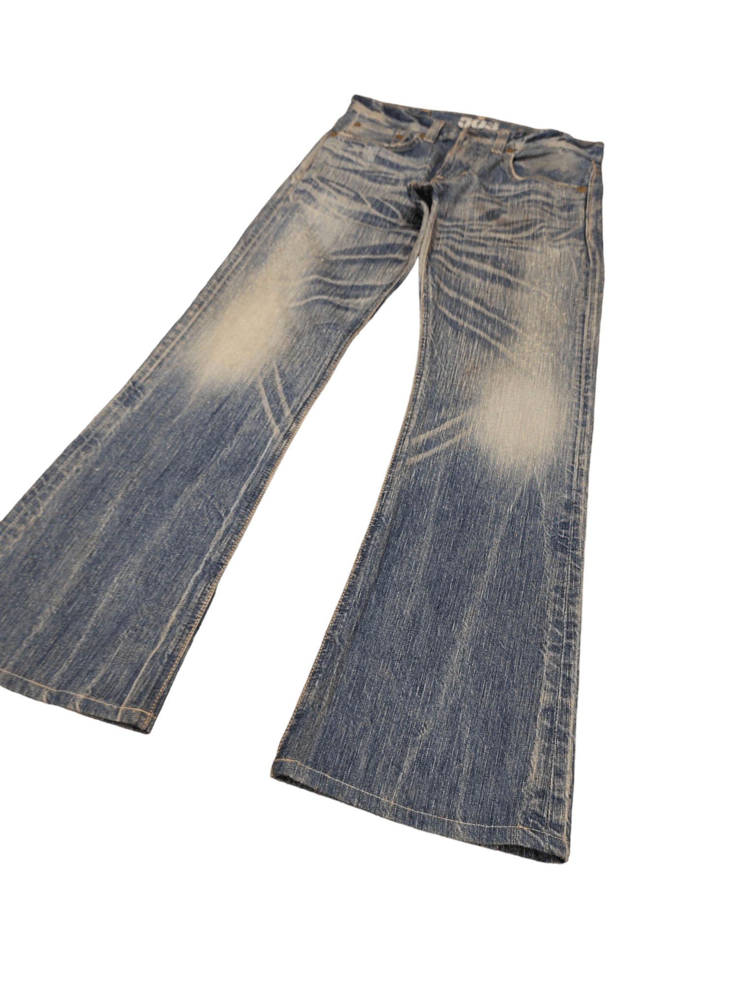 image of If Six Was Nine x Le Grande Bleu L G B Flare Jeans Edwin 503 Distress Faded Boot Cut Y2K Mudmax (Si