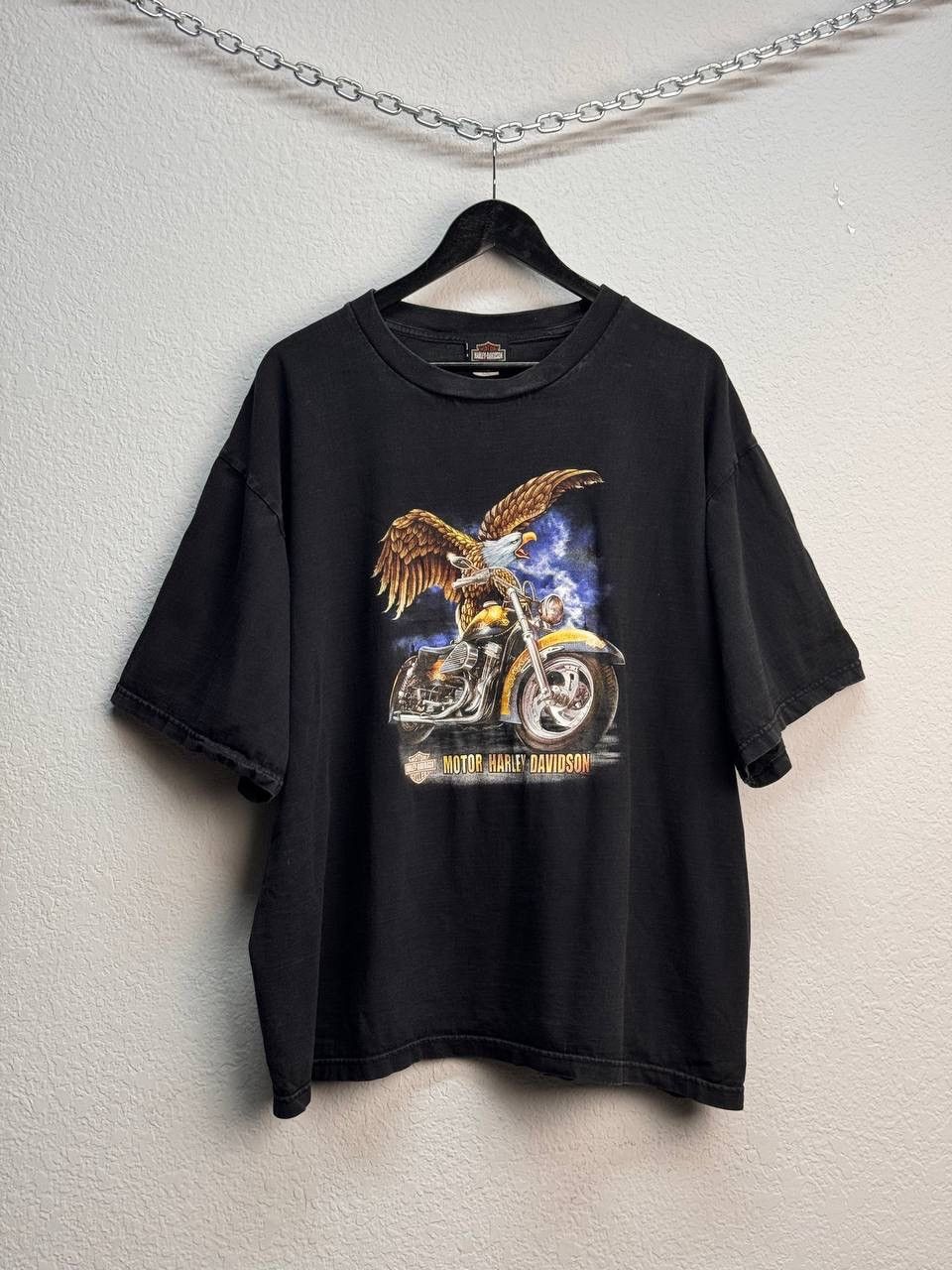 Harley Davidson × Vintage 90s Vintage Harley Davidson Baldwin Park Eagle T-Shirt Size US XL / EU 56 / 4 - 1 Thumbnail