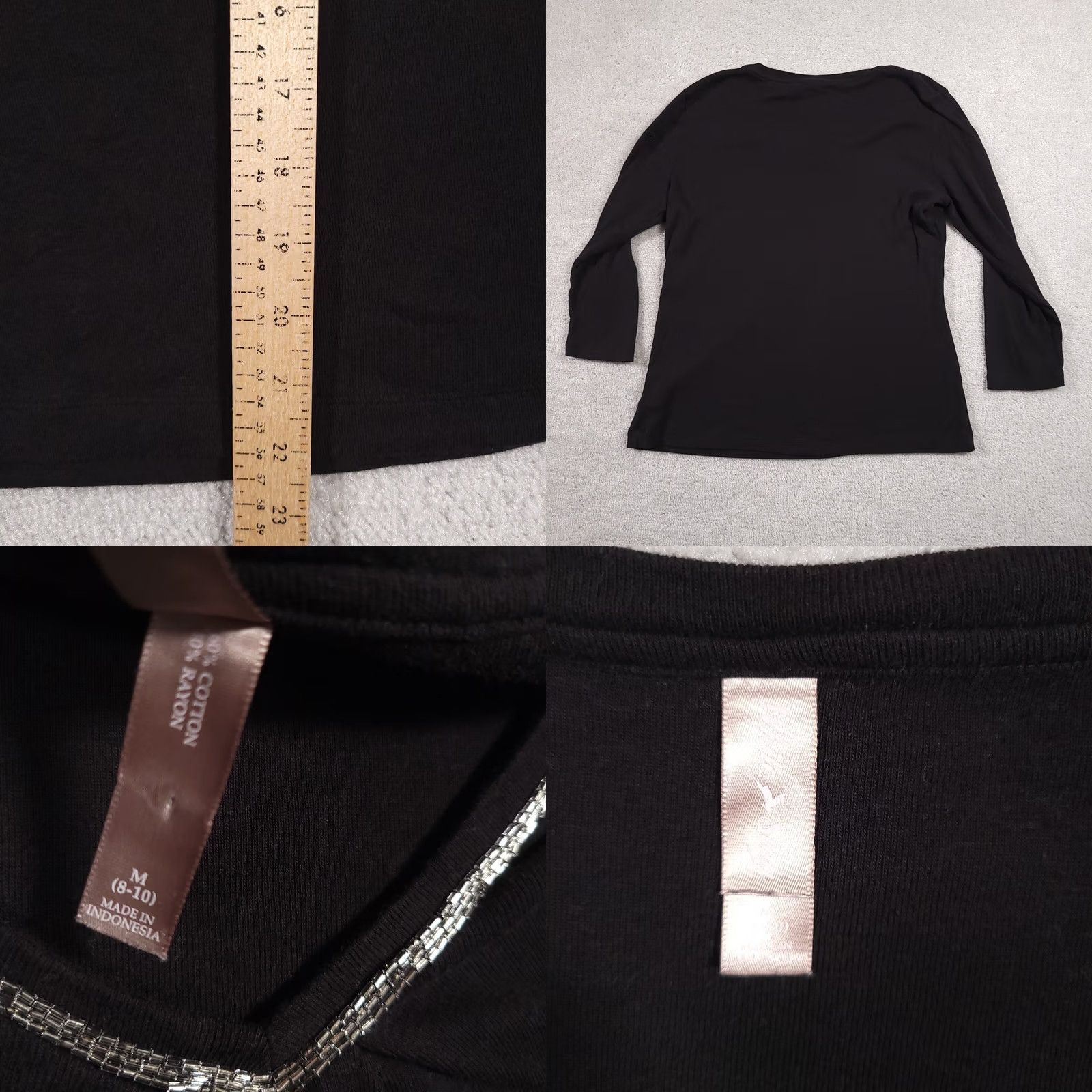 Vintage VINTAGE White Stag Sweater Womens Medium Black Beaded Front Long Sleeve V-Neck Pullover Knit 90s Classic Size M / US 6-8 / IT 42-44 - 8 Thumbnail